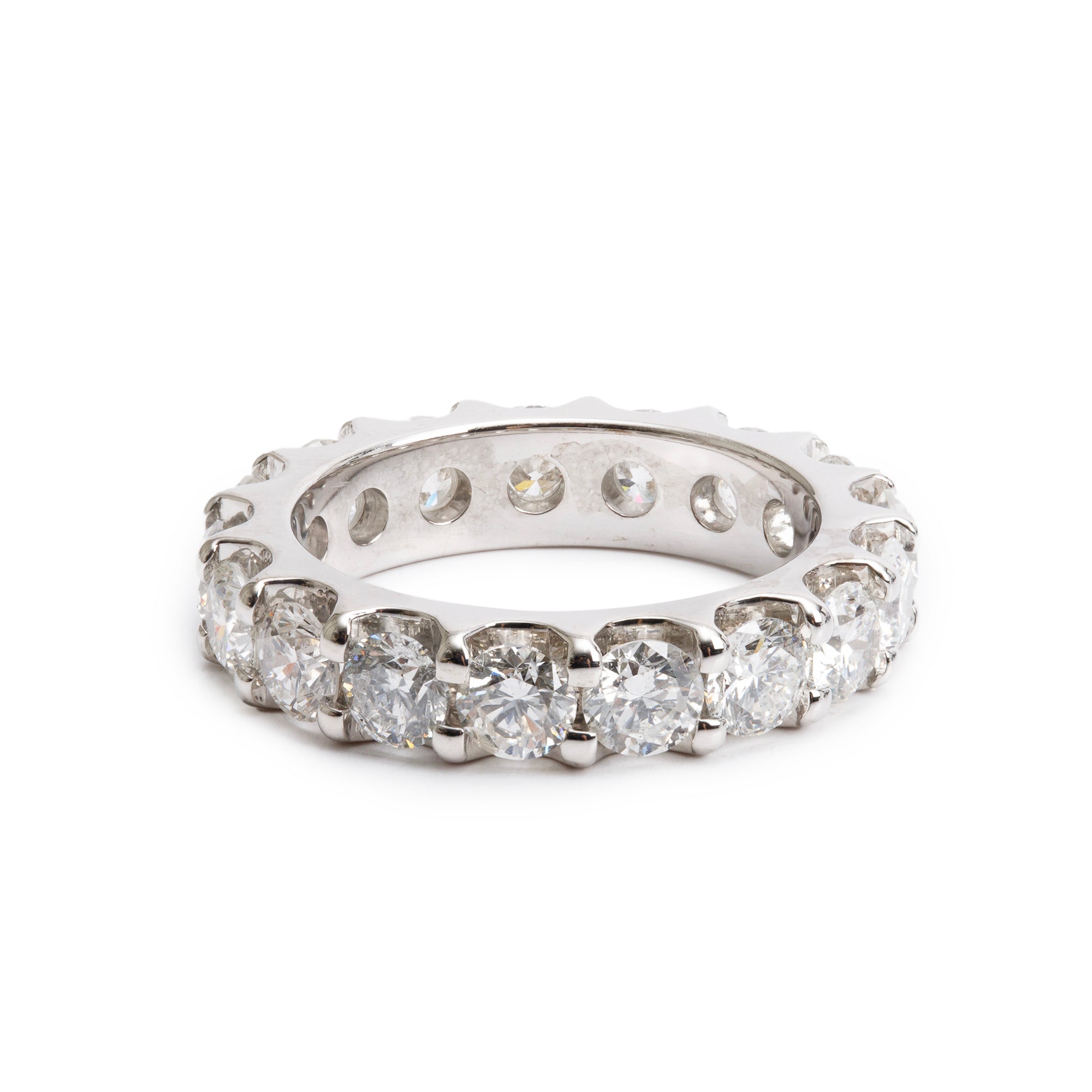 14k White Gold 4.36 tcw. Diamond Eternity Band Ring, Size 6.25