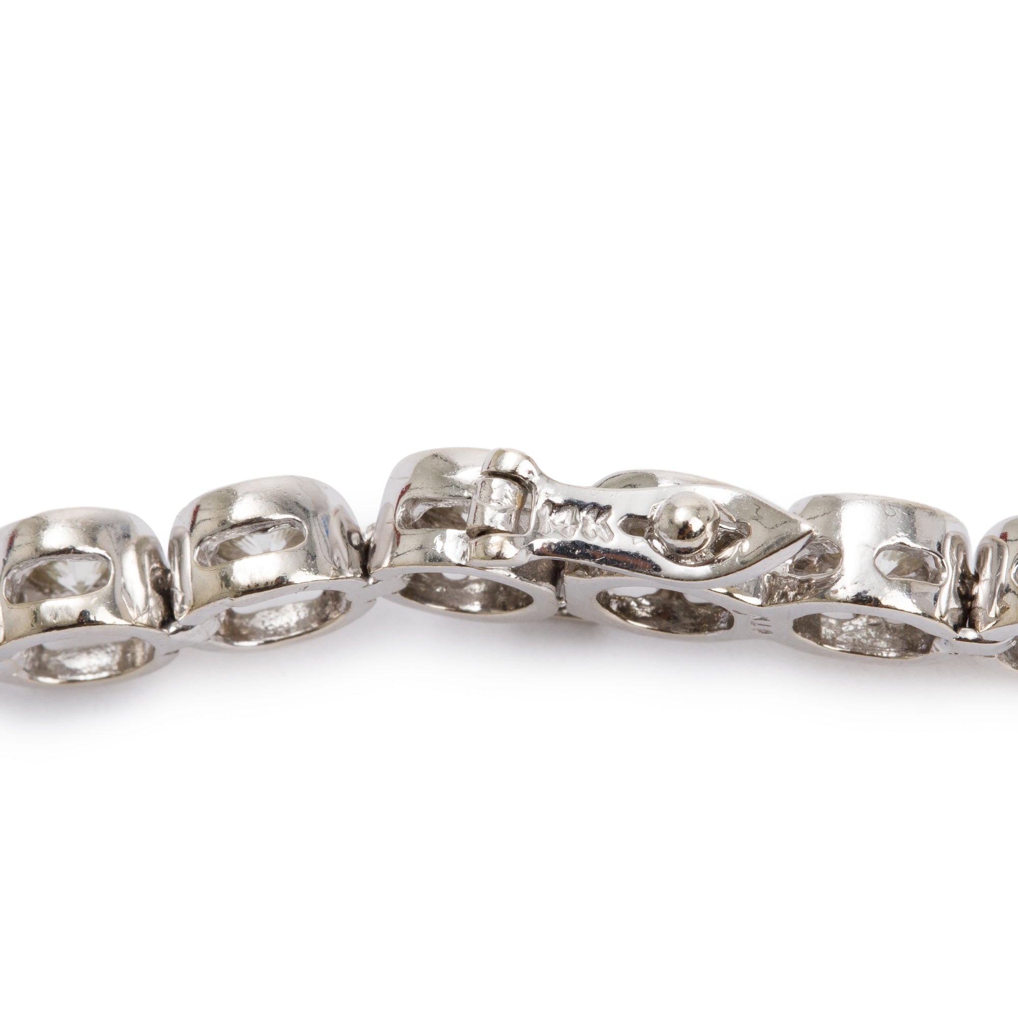 14k White Gold 5.01 tcw. Diamond Round Link Tennis Bracelet
