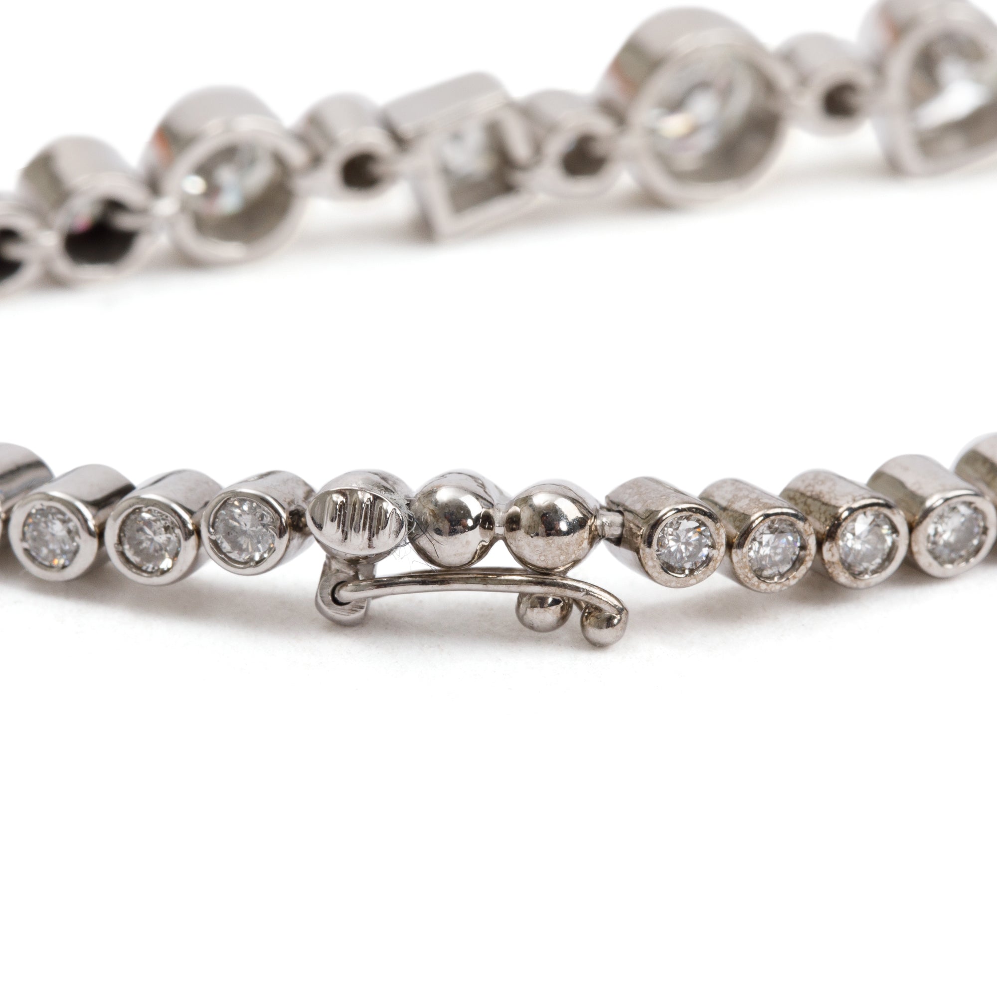 14k White Gold 6.51 tcw. Multi Shaped Diamond Tennis Bracelet