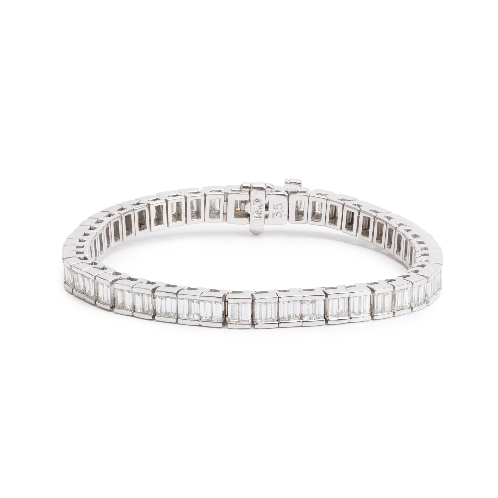 14k White Gold 6.62 tcw. Baguette Diamond Tennis Bracelet
