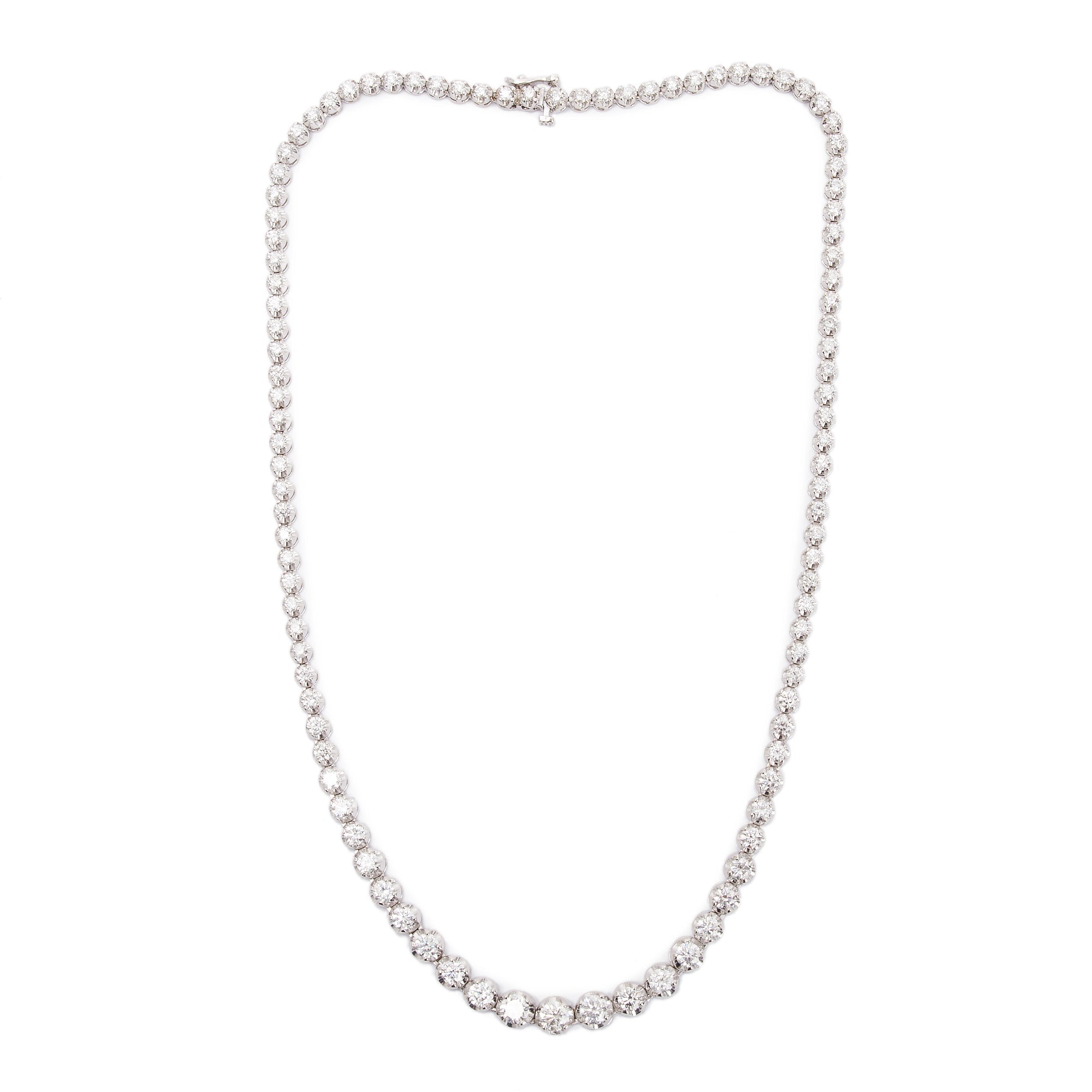 14k White Gold 9.20 tcw. Diamond Tennis Necklace