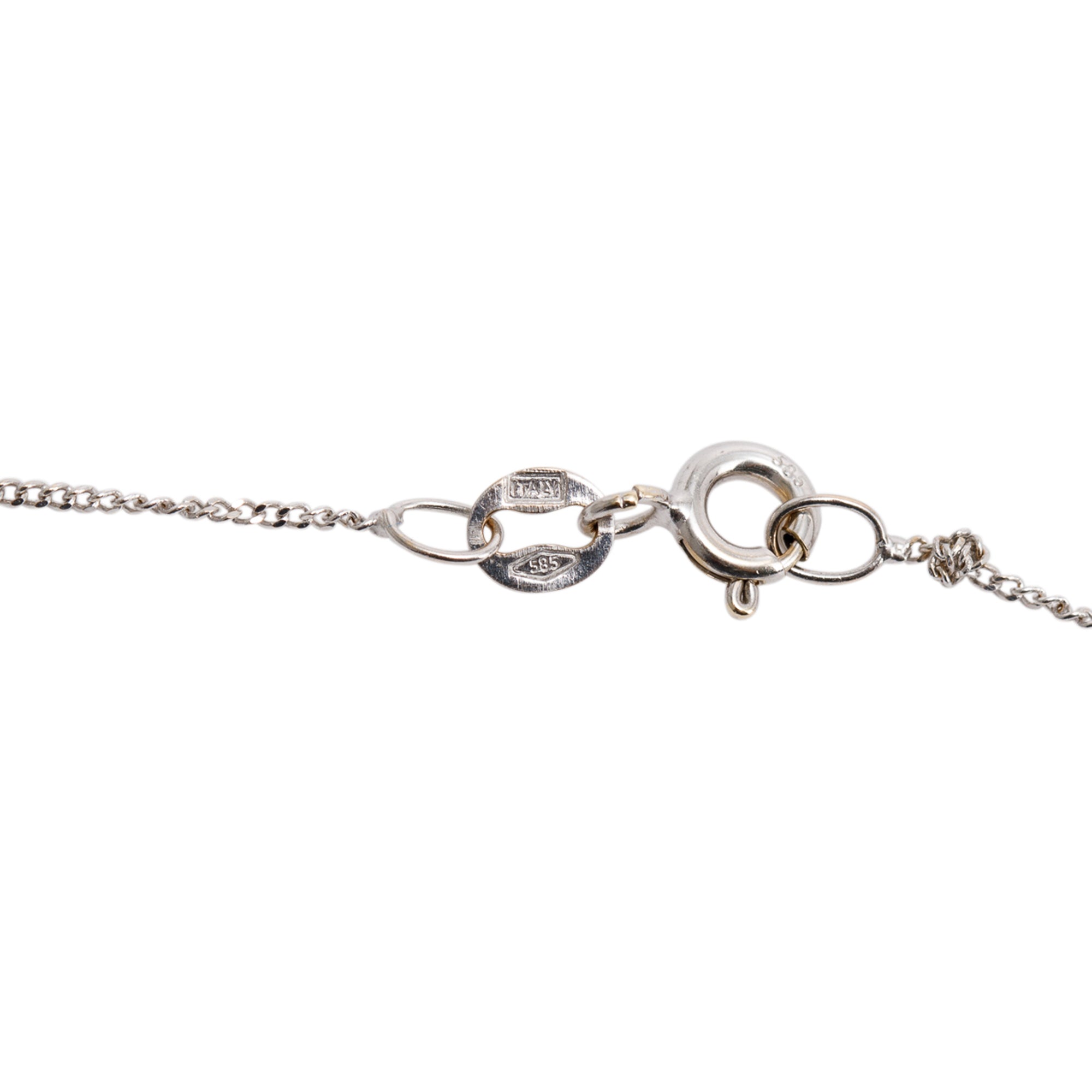 14k White Gold Blue Sapphire and Diamond Pendant Necklace