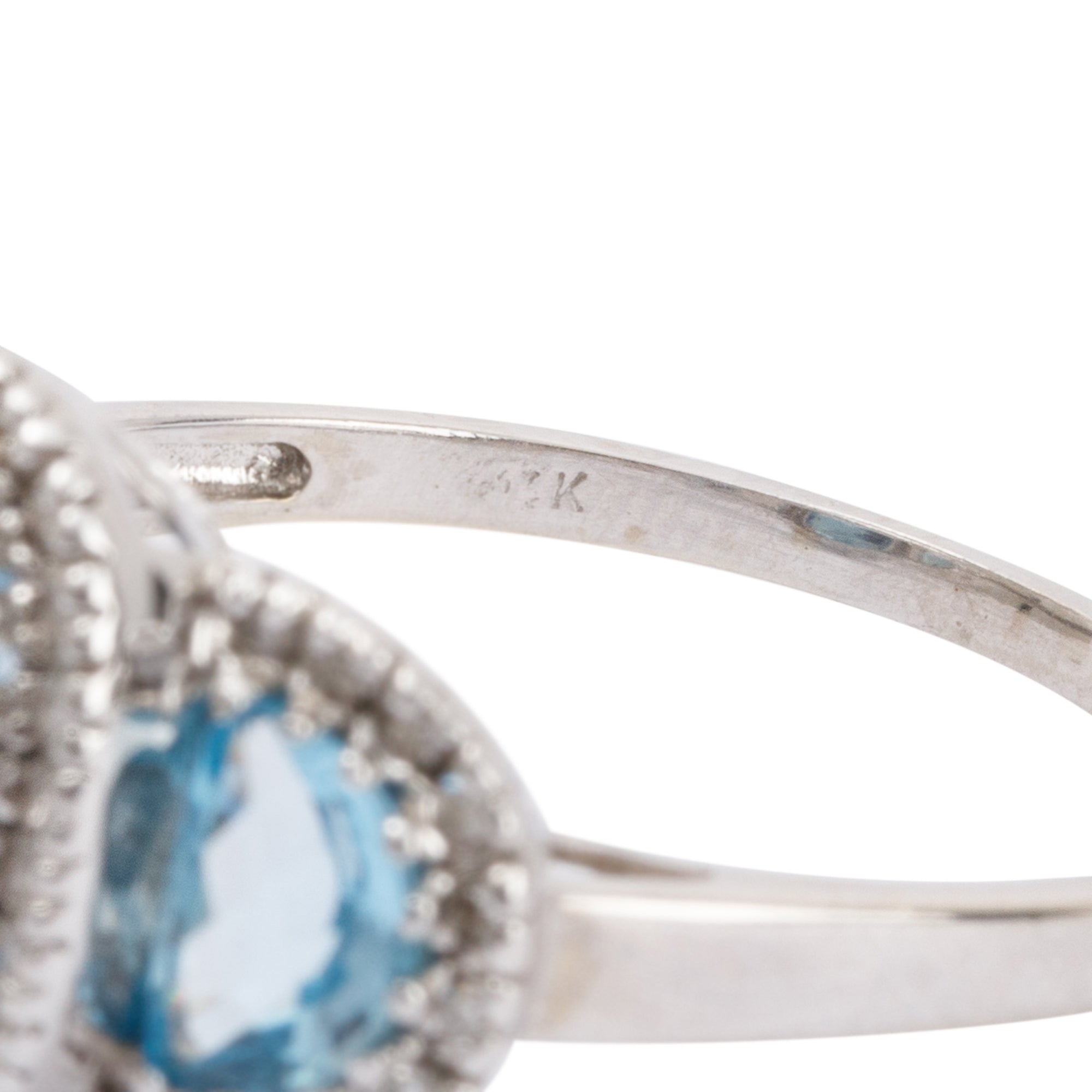 14k White Gold Blue Topaz & Diamond Cocktail Ring