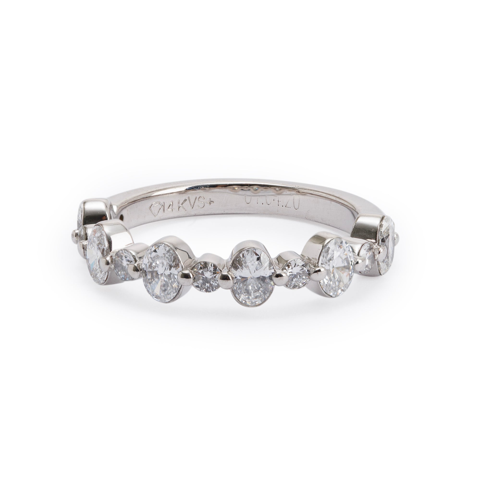 14k White Gold Diamond Band Ring