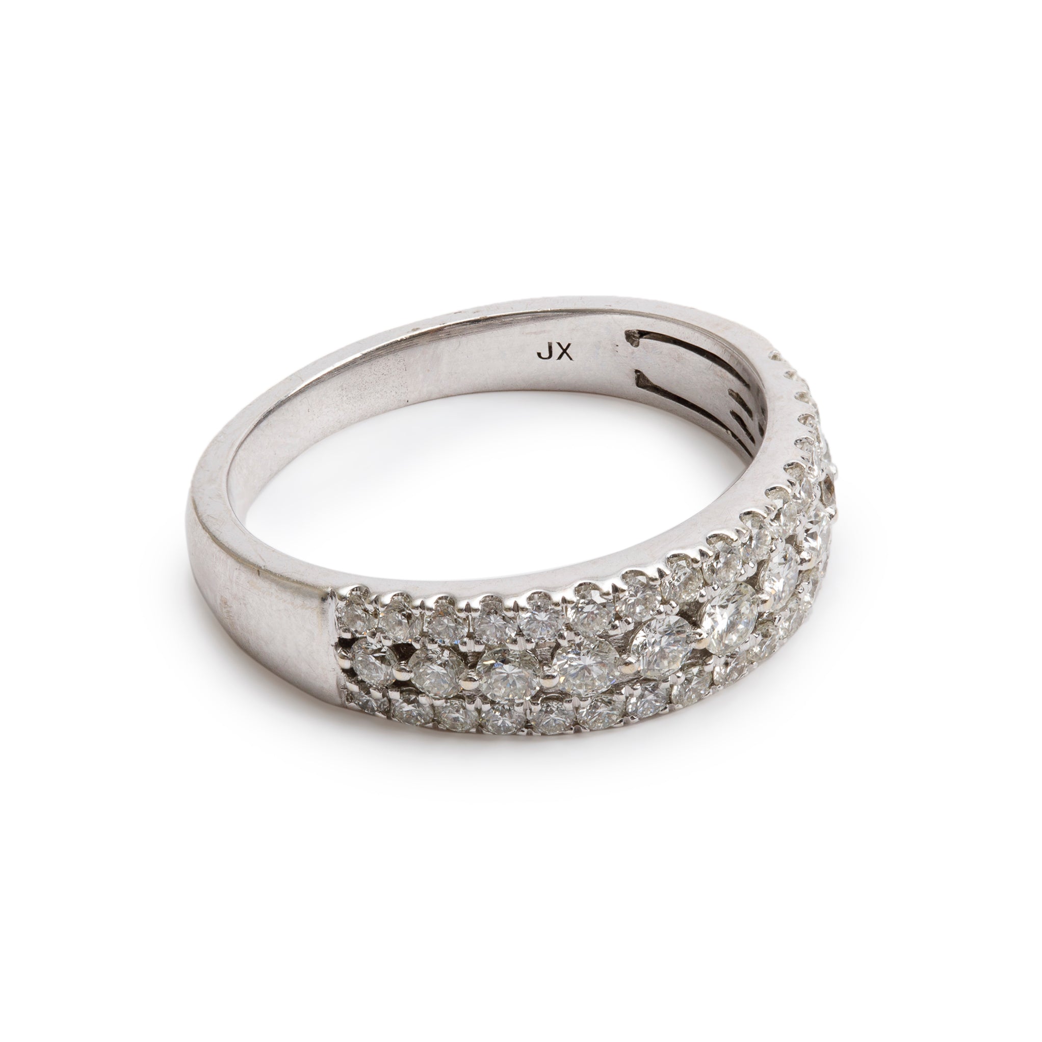 14k White Gold Diamond Band Ring, Size 8.5