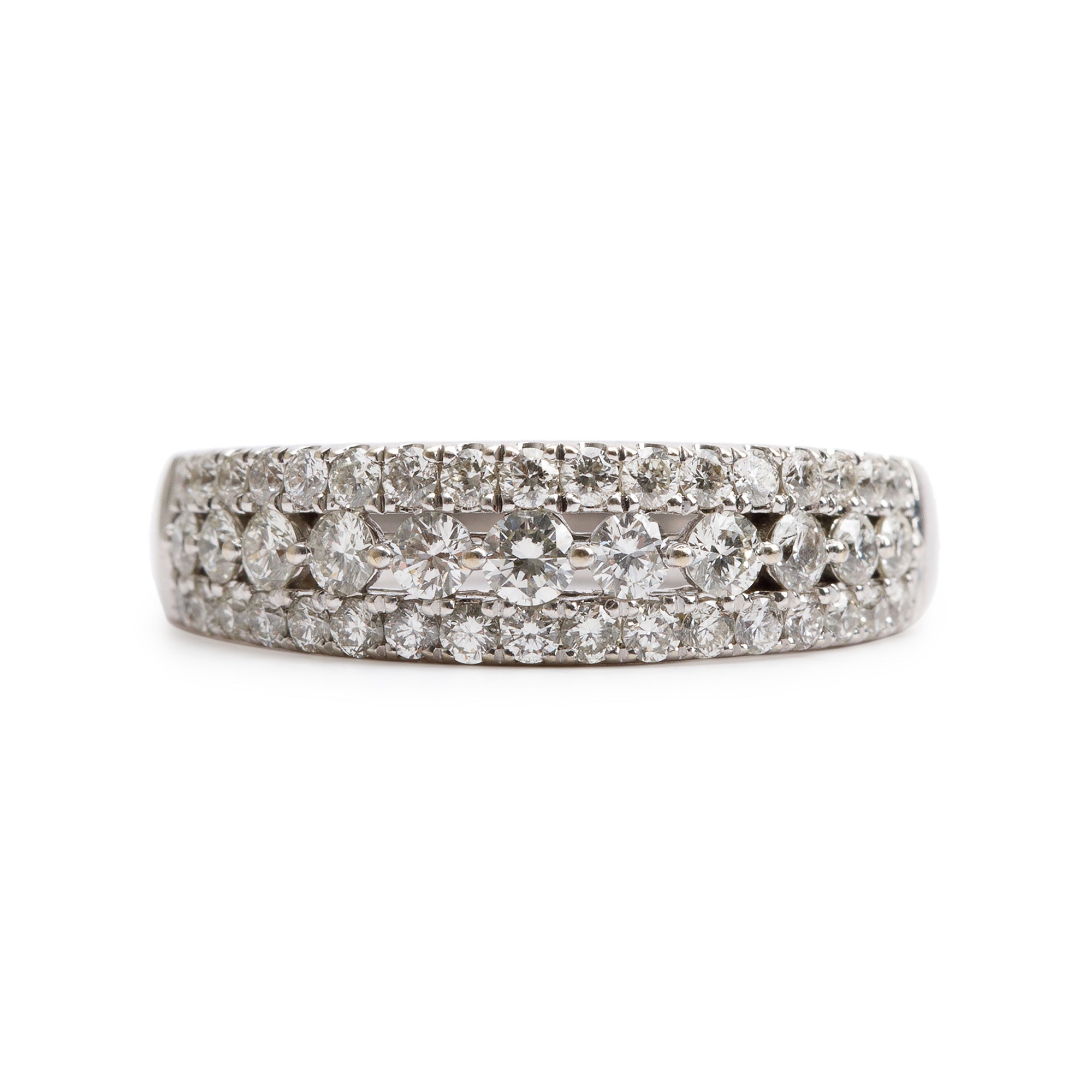 14k White Gold Diamond Band Ring, Size 8.5