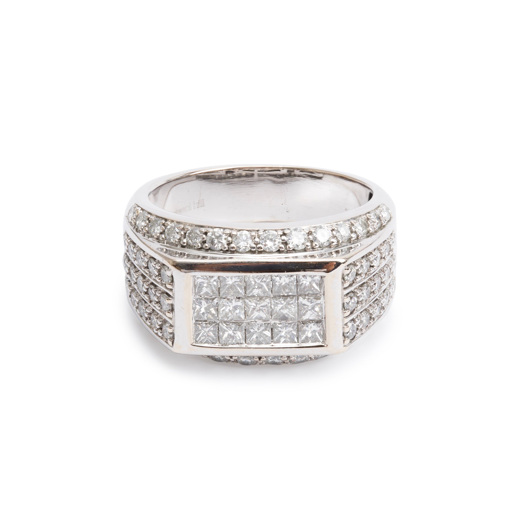 14k White Gold Diamond Cluster Ring, Size 9