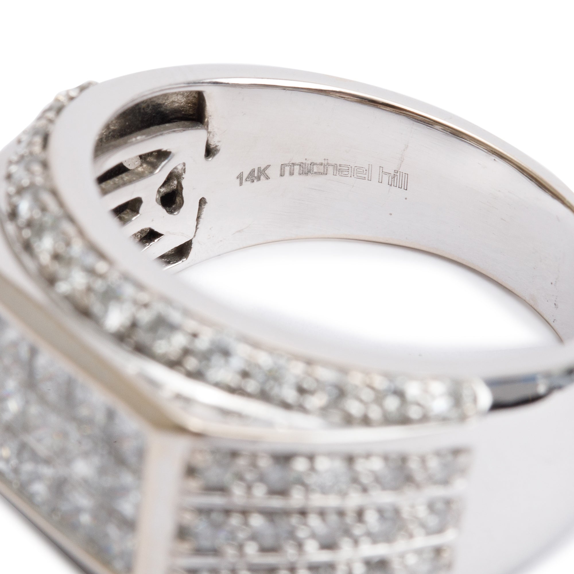 14k White Gold Diamond Cluster Ring, Size 9