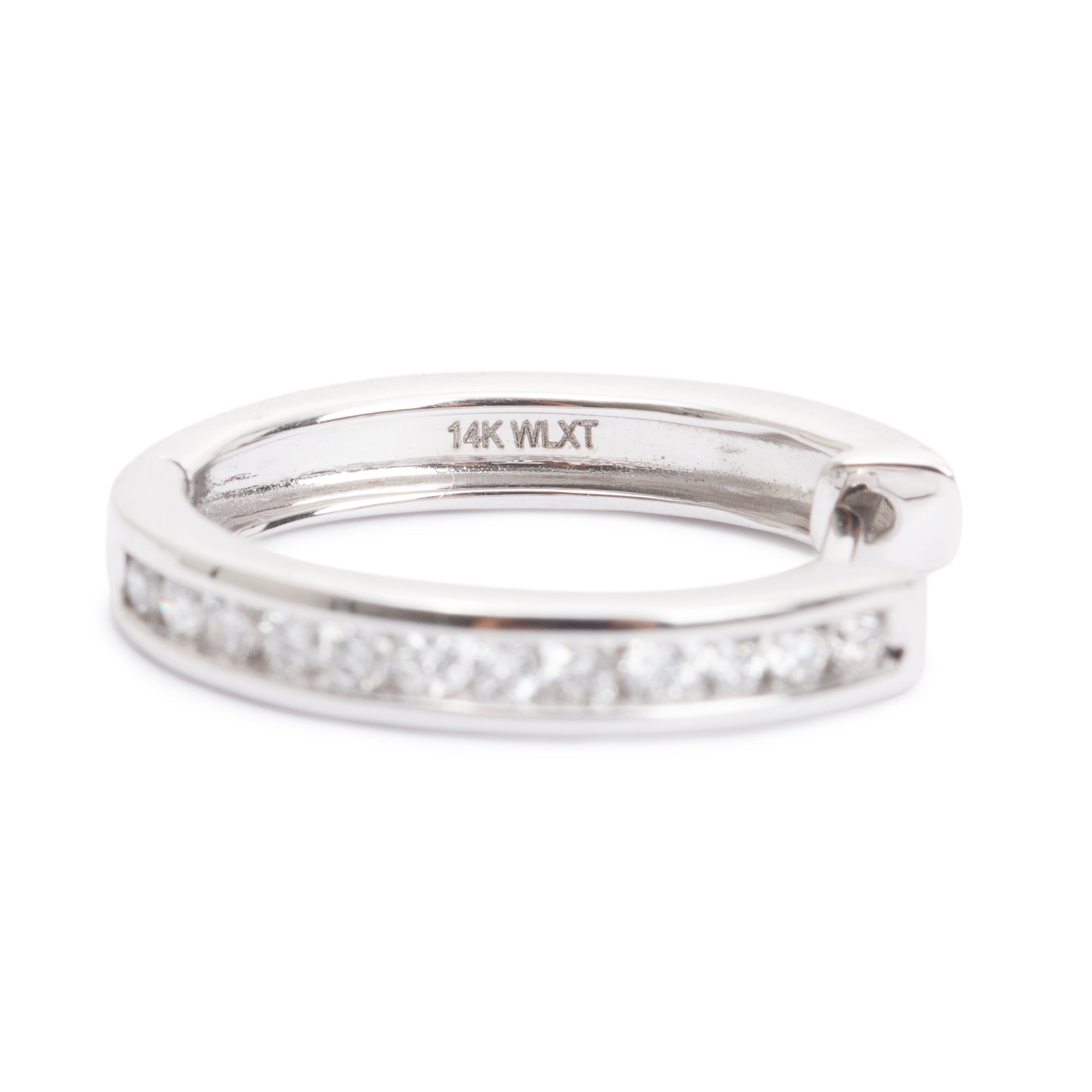 14k White Gold Diamond Hoop Earrings