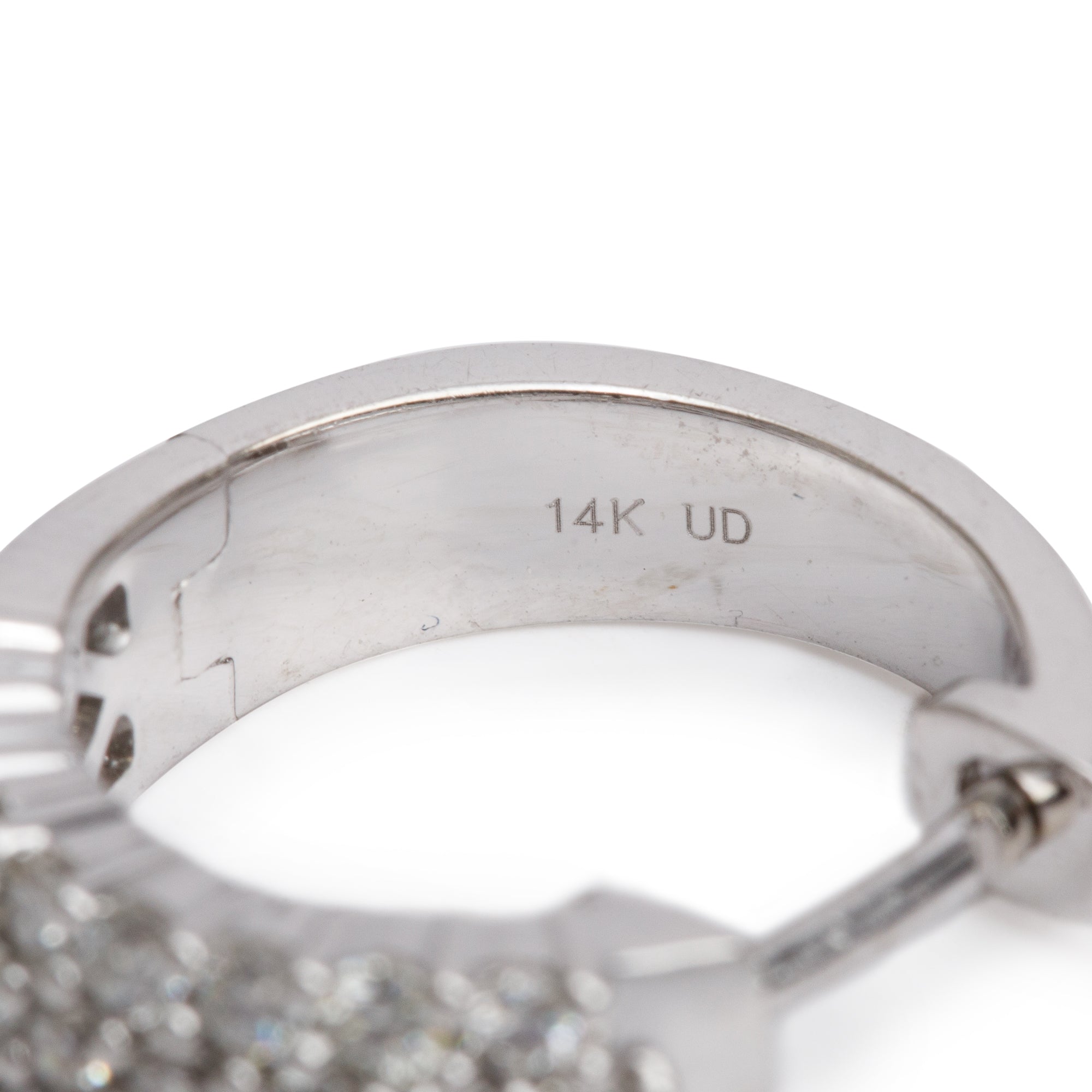 14k White Gold Diamond Huggie Earrings