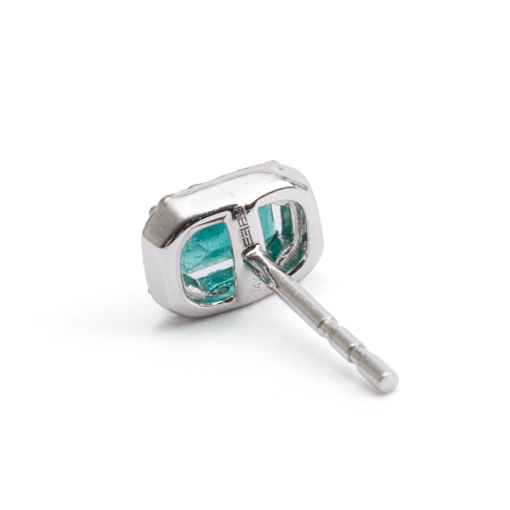 14k White Gold Emerald & Diamond Earrings