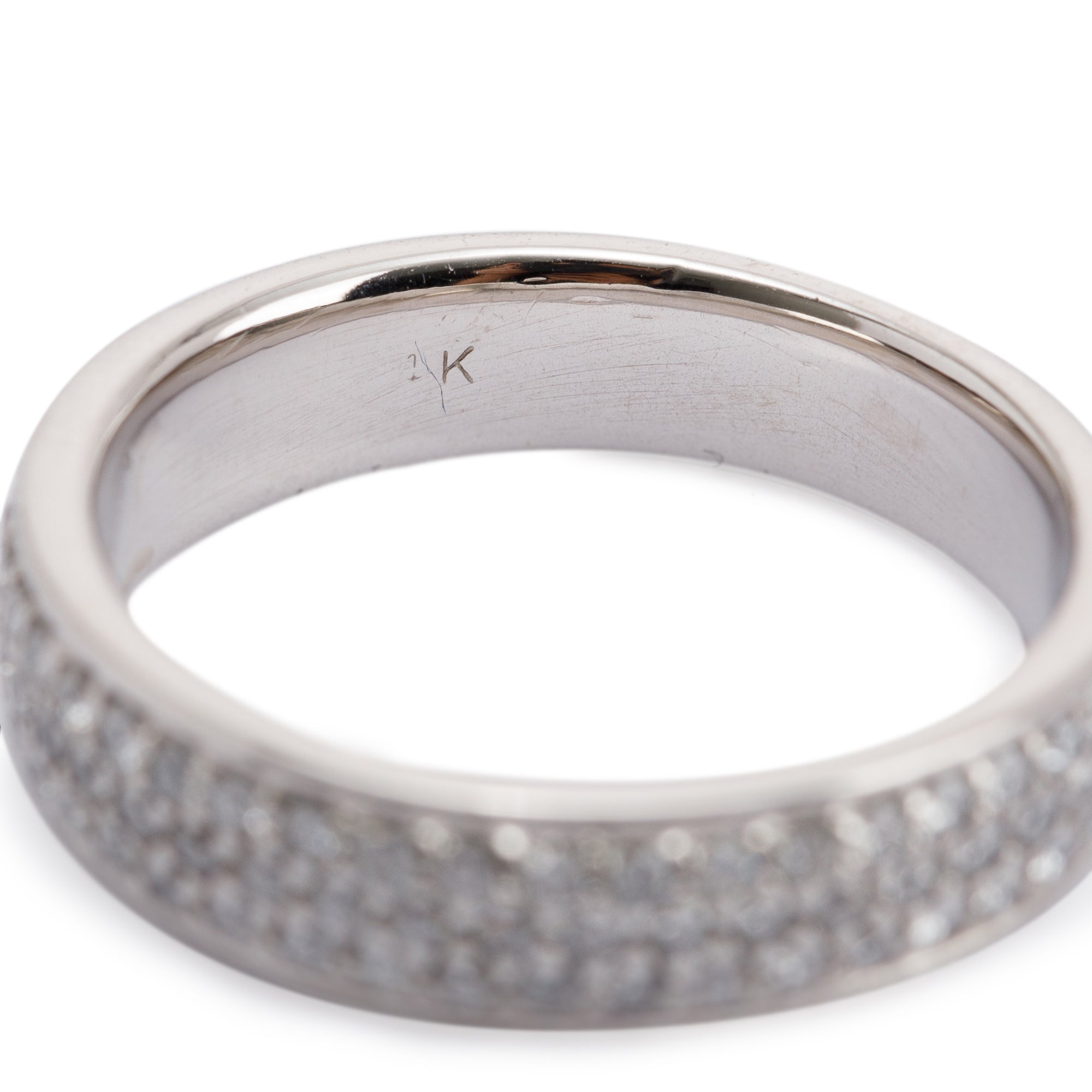 14k White Gold Pave Diamond Band Ring