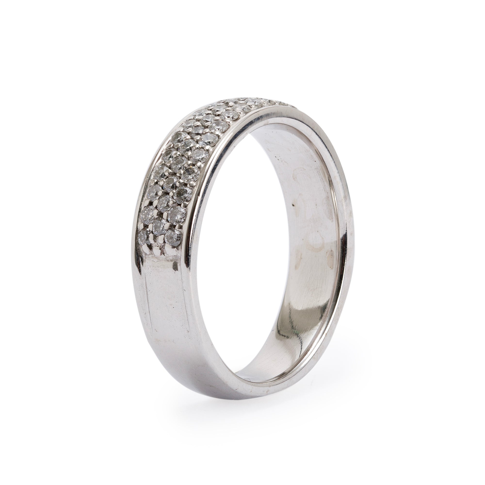 14k White Gold Pave Diamond Band Ring