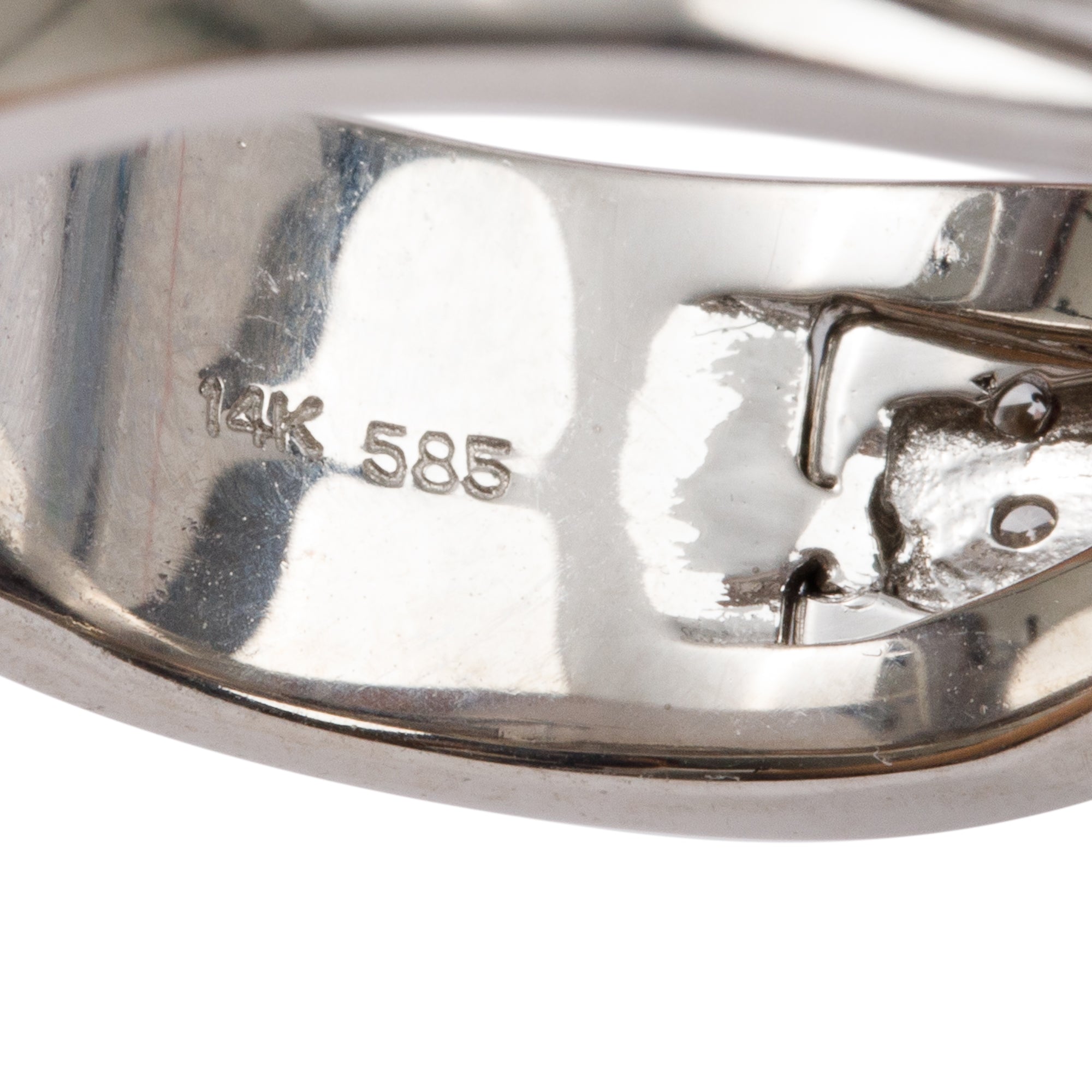 14k White Gold Pave Diamond Band Ring, Size 7.25
