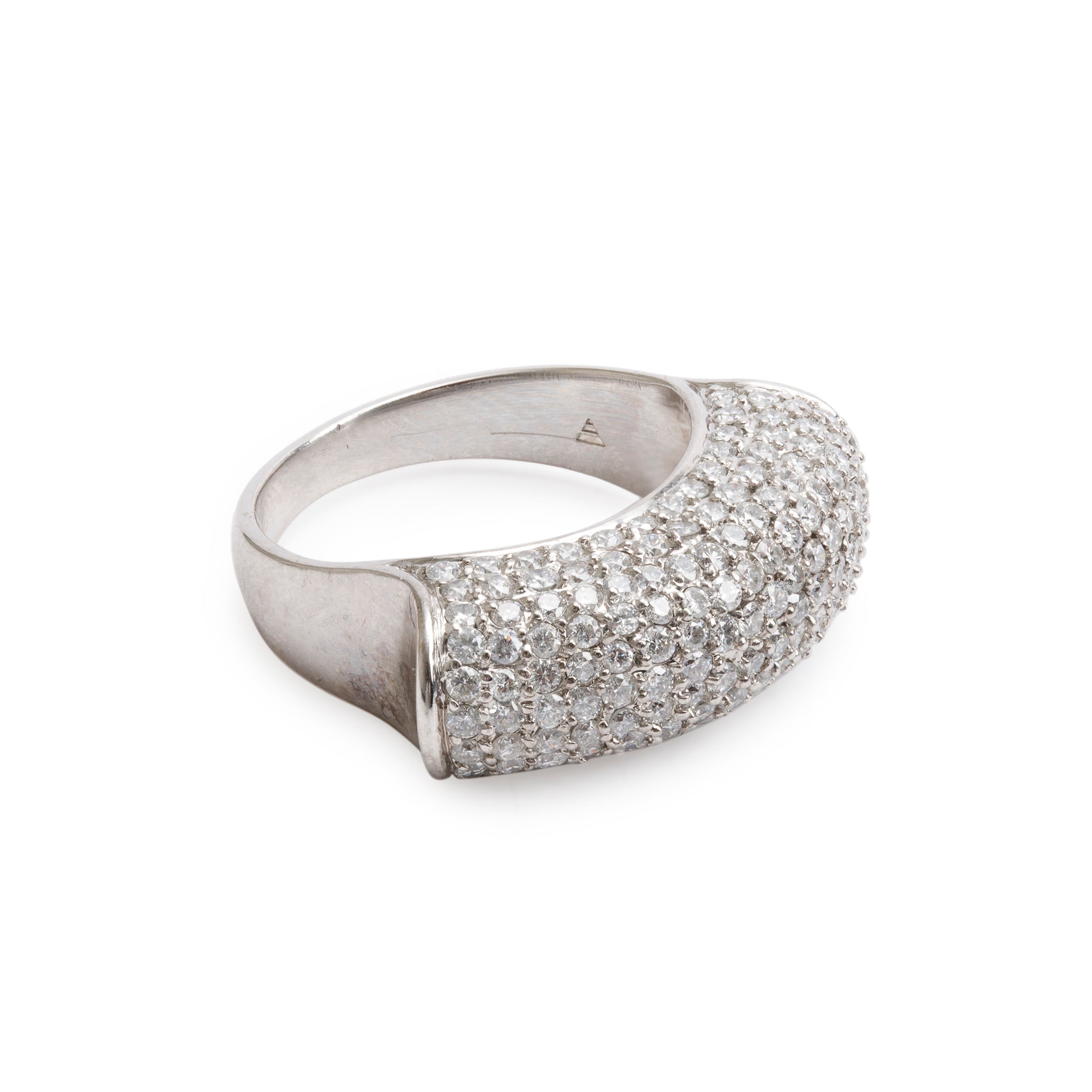 14k White Gold Pave Diamond Ring, Size 7