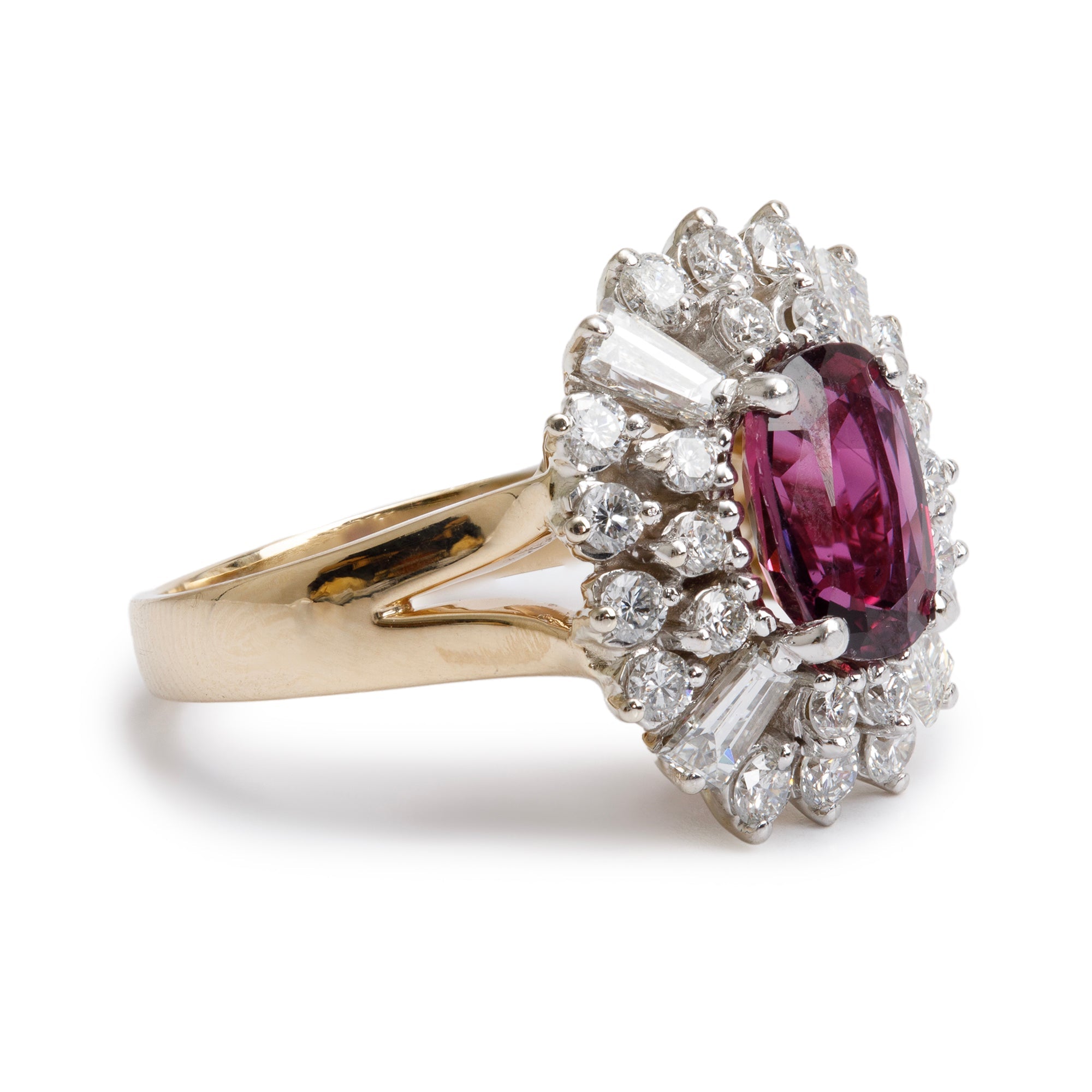 14k White Gold Ruby and Diamond Ring, Size 6