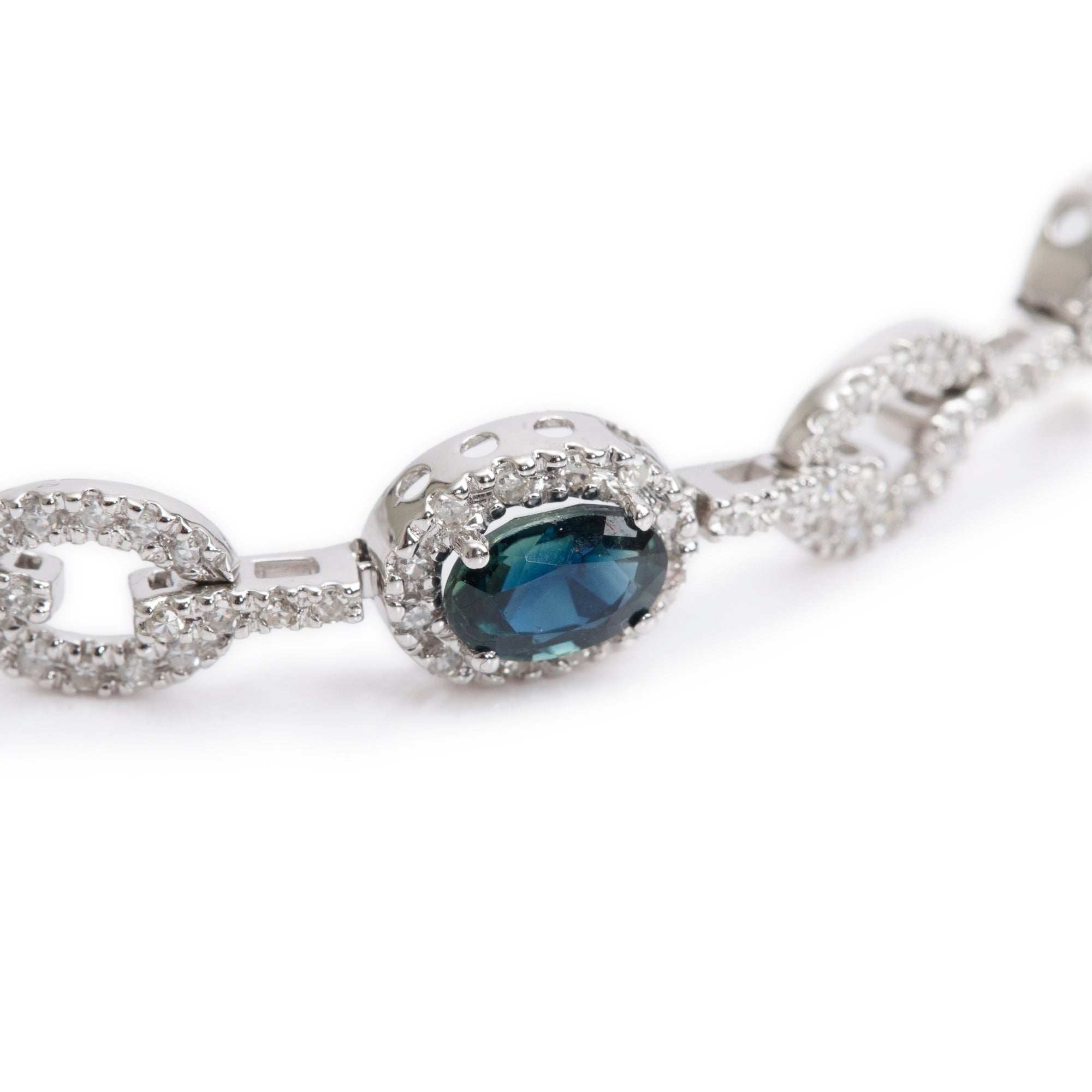14k White Gold Sapphire & Diamond Bracelet