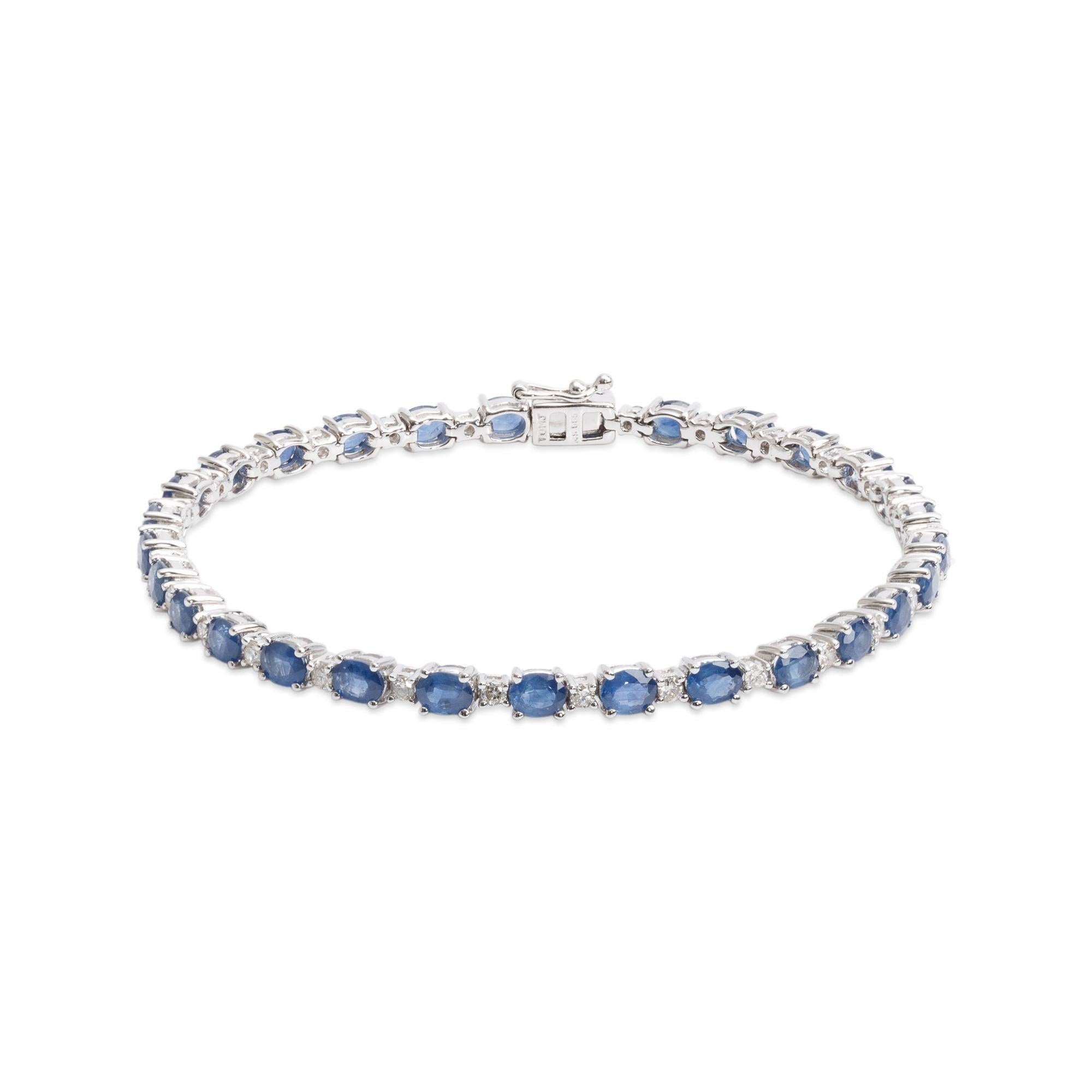 14k White Gold Sapphire & Diamond Bracelet