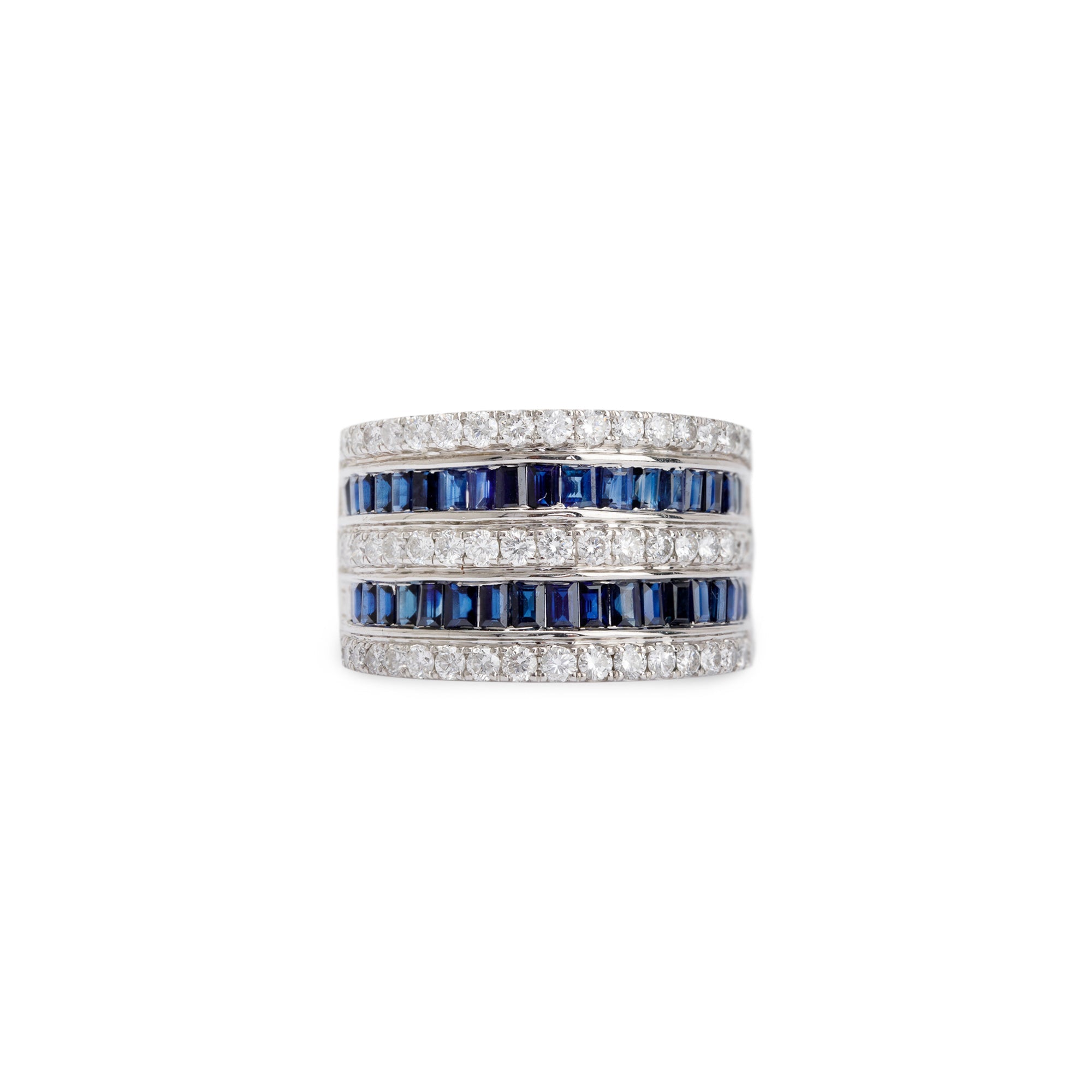 14k White Gold Sapphire & Diamond Cocktail Ring