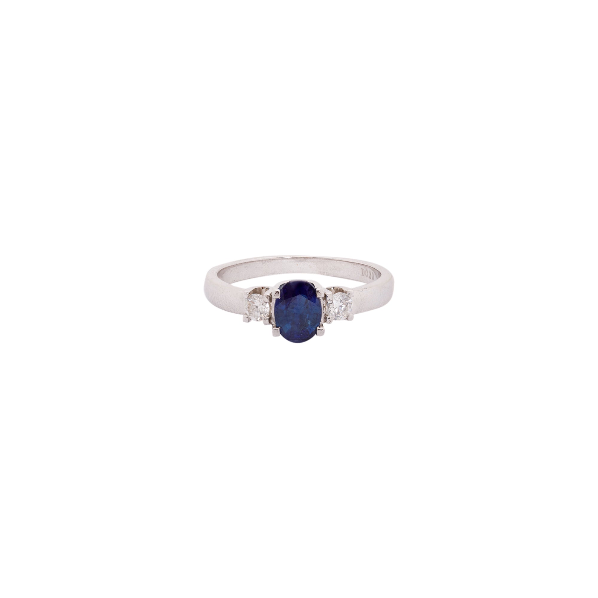 14k White Gold Sapphire & Diamond Three Stone Ring