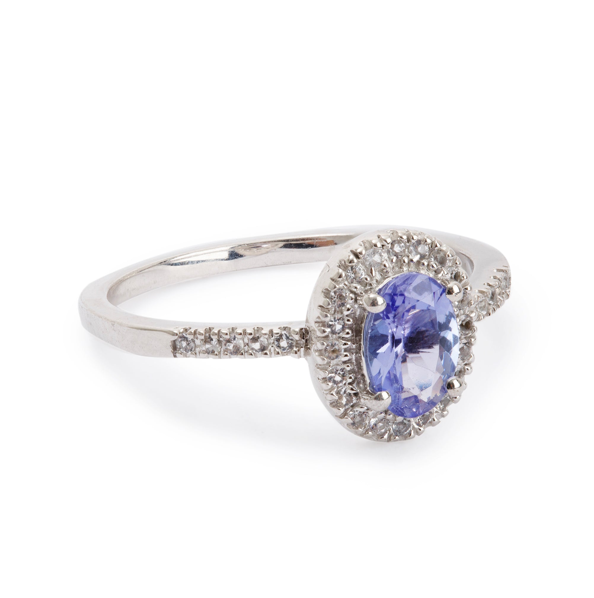 14k White Gold Tanzanite & Diamond Cocktail Ring