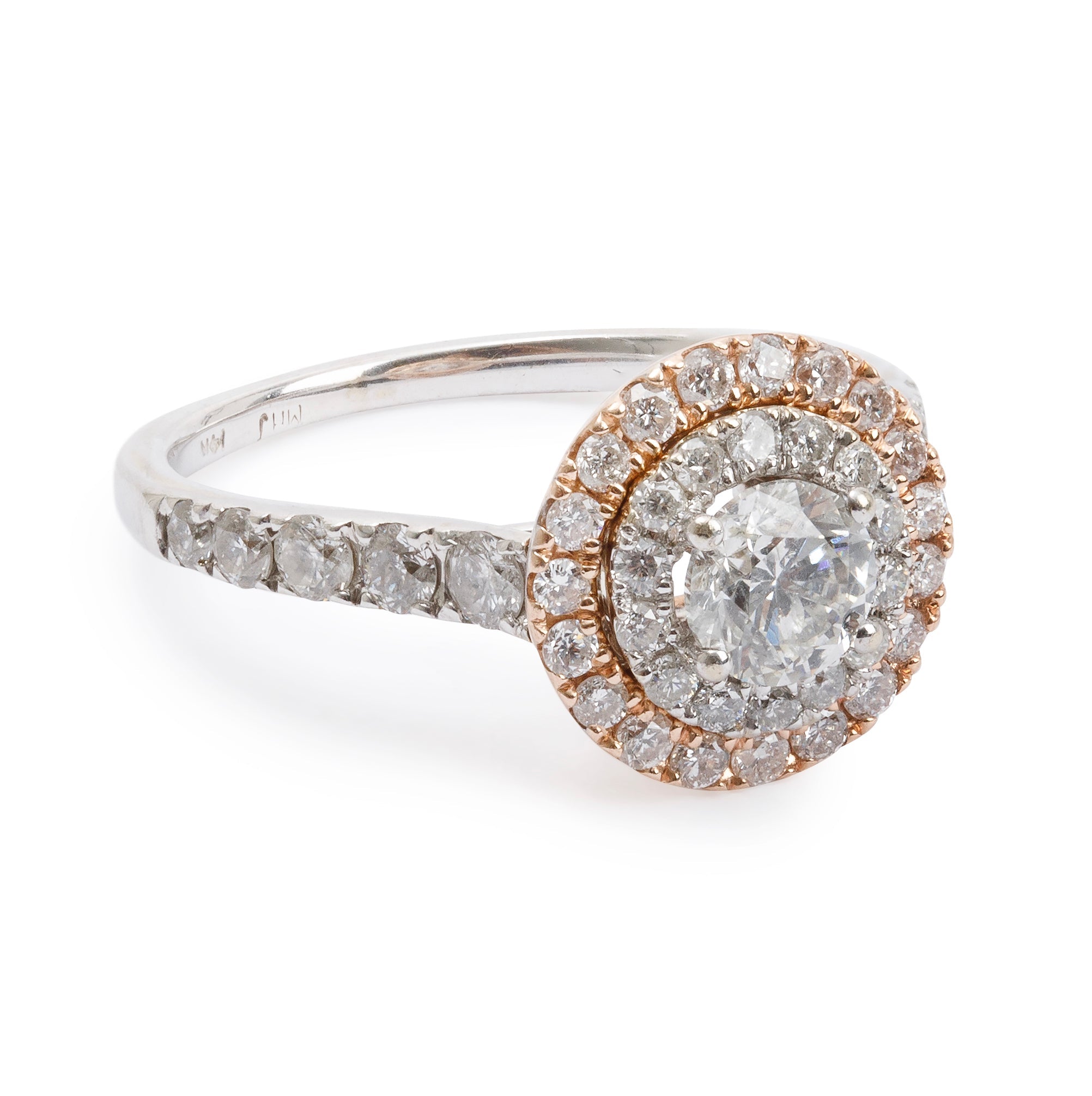 14k White & Rose Gold 1.16 tcw. Diamond Cluster Ring