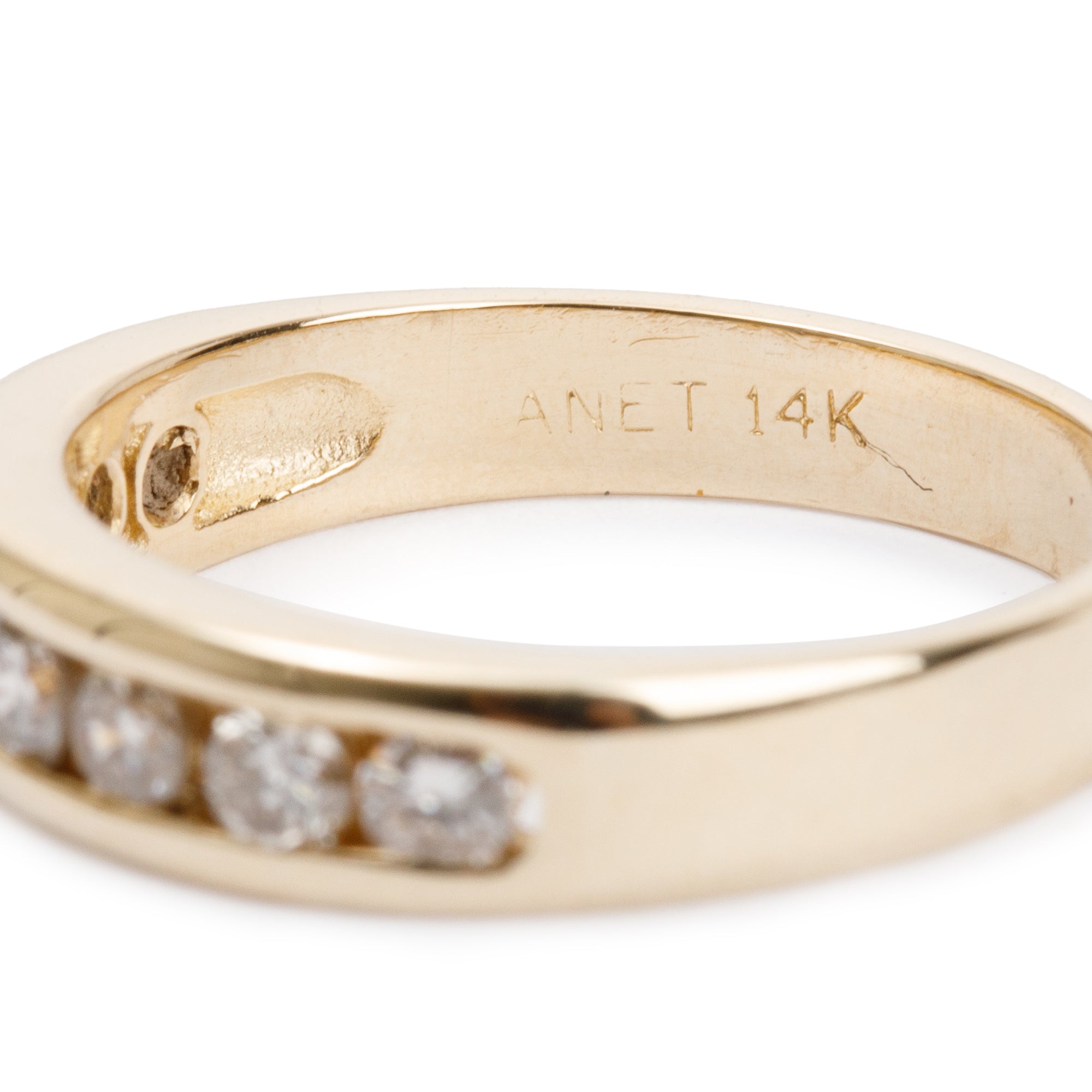 14k Yellow Gold 0.50 tcw. Chanel-Set Diamond Wedding Band Ring, Size 5.5