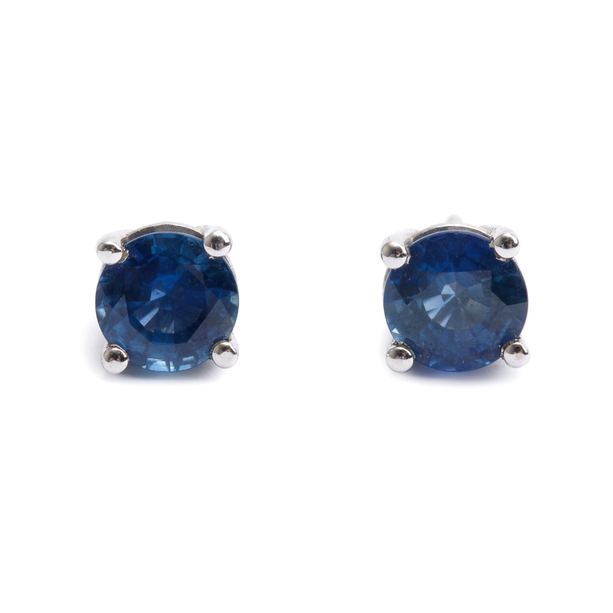 14k Yellow Gold 2.03 tcw. Blue Sapphire Stud Earrings