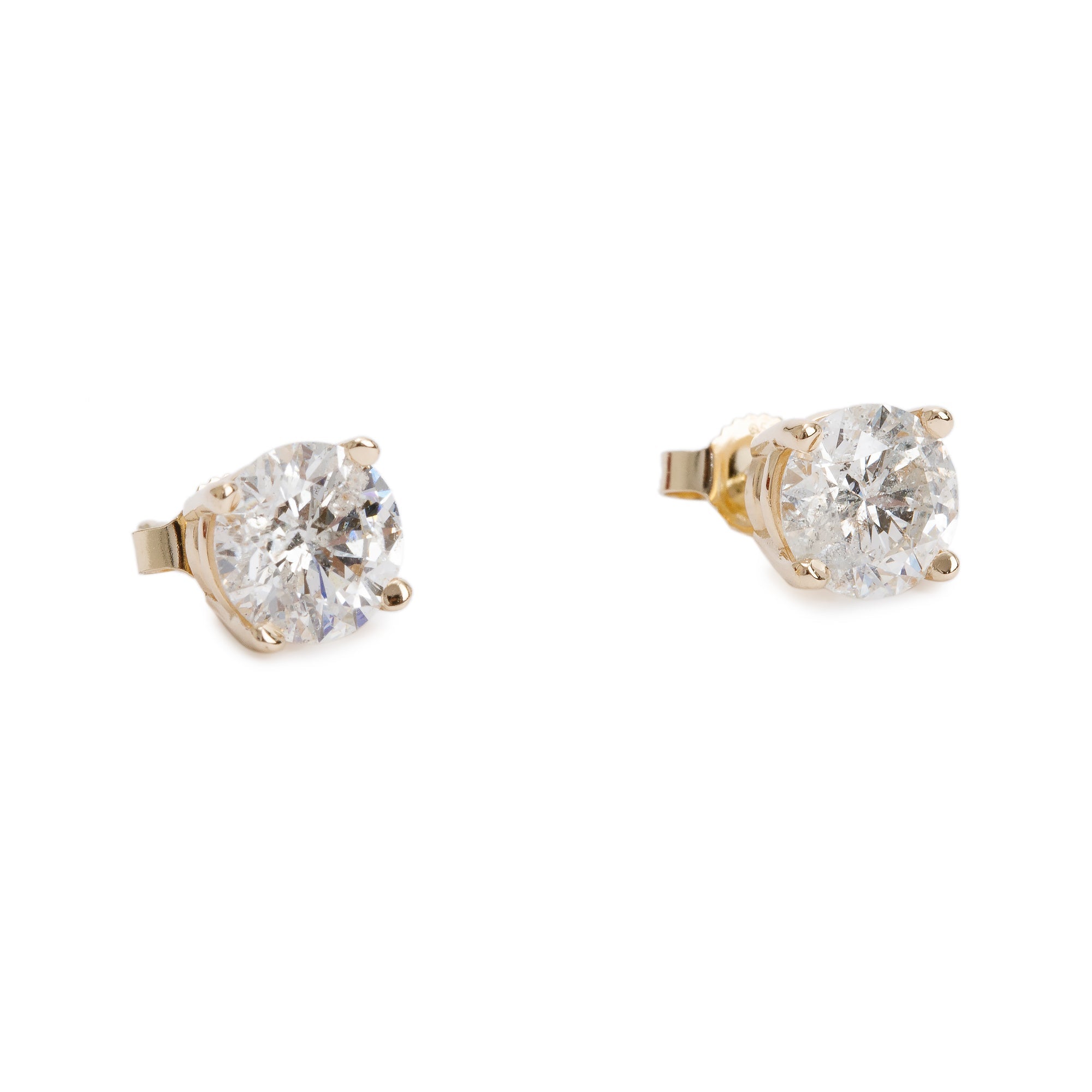 14k Yellow Gold 2.14 tcw. Diamond Stud Earrings