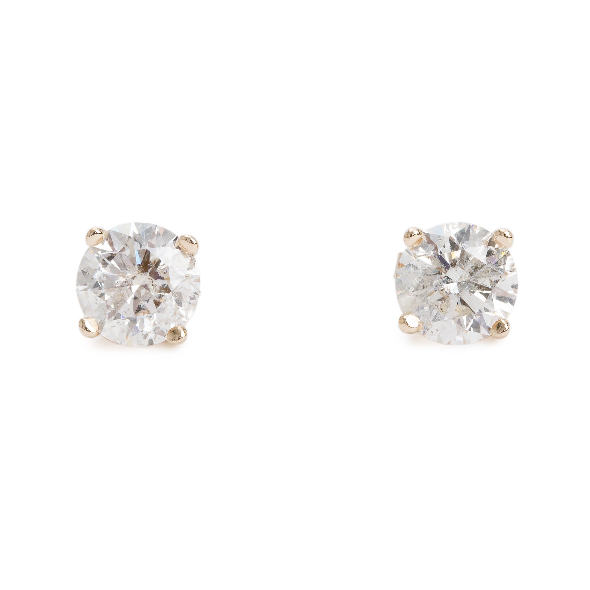 14k Yellow Gold 2.14 tcw. Diamond Stud Earrings
