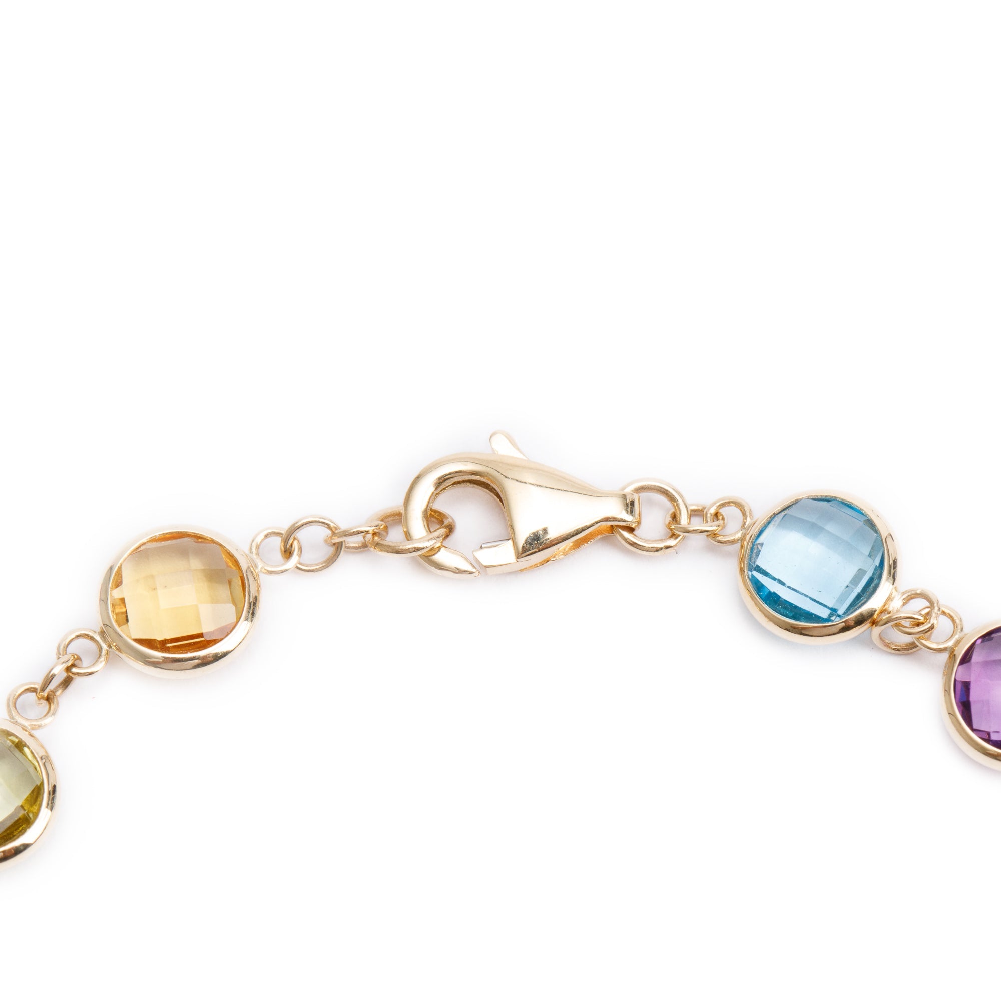 14k Yellow Gold Multicolored Stone Bracelet