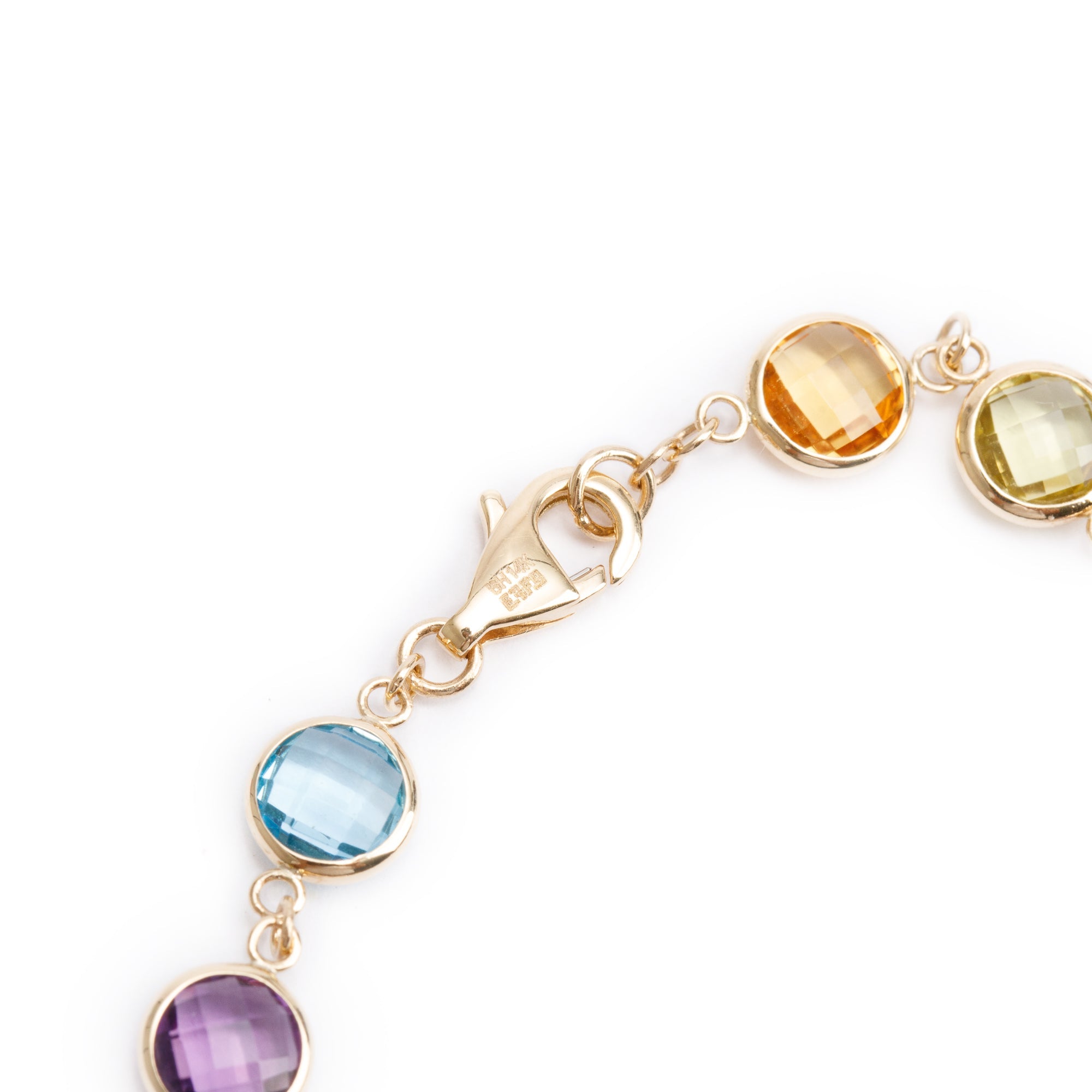 14k Yellow Gold Multicolored Stone Bracelet