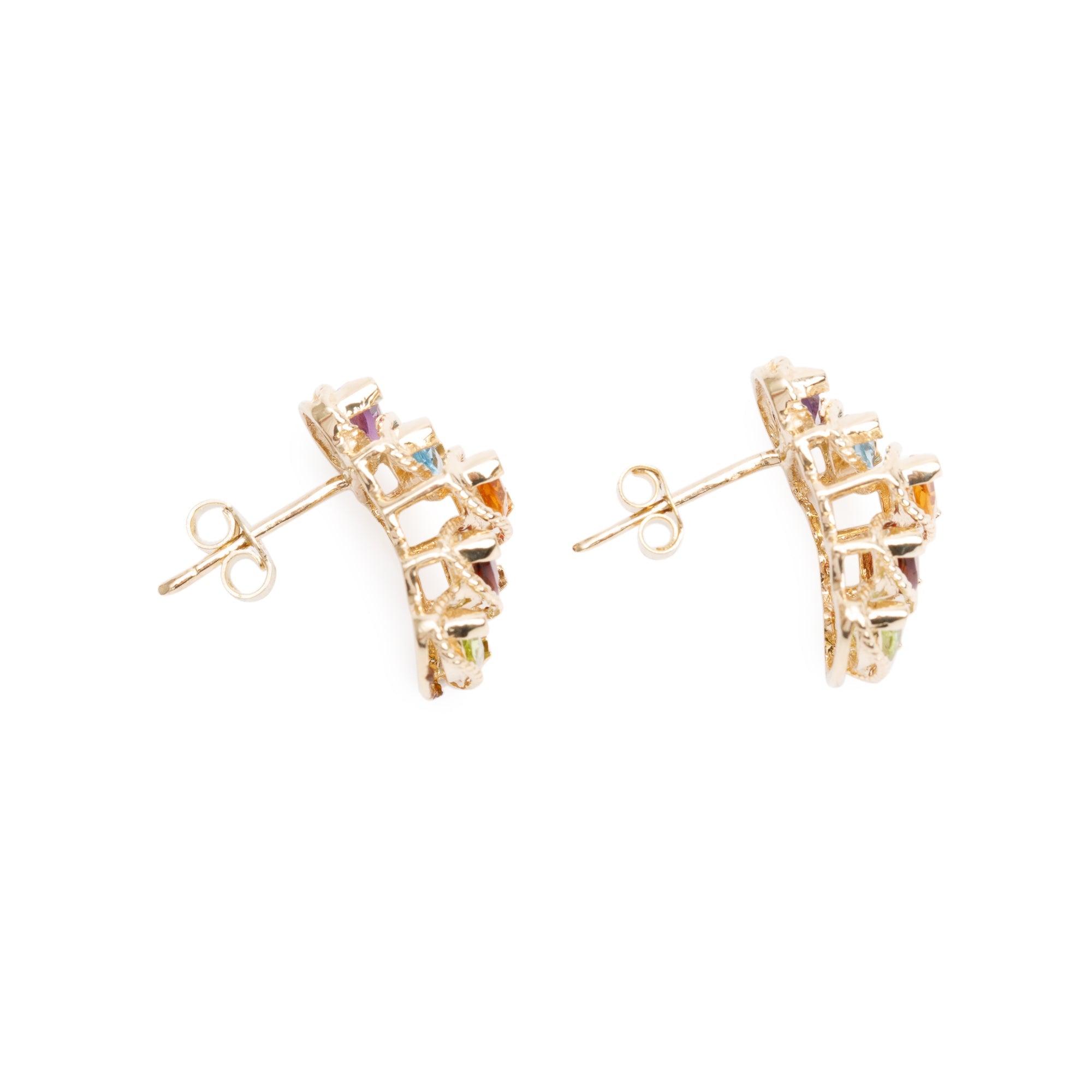14k Yellow Gold Multicolored Stone Earrings
