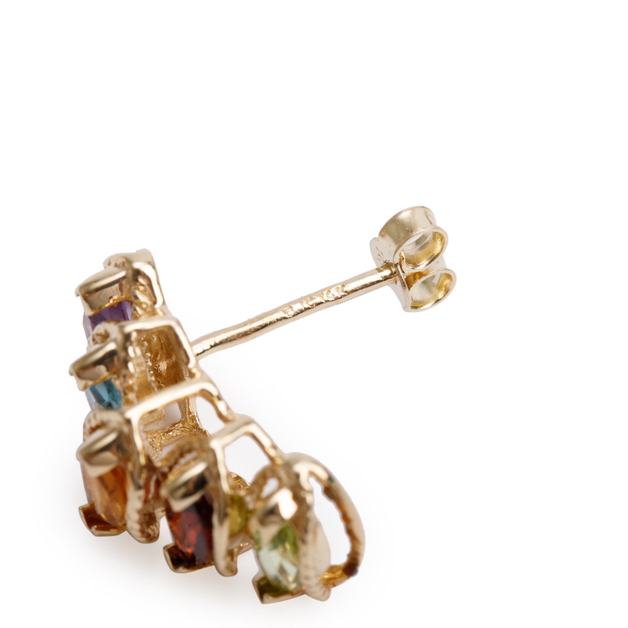 14k Yellow Gold Multicolored Stone Earrings