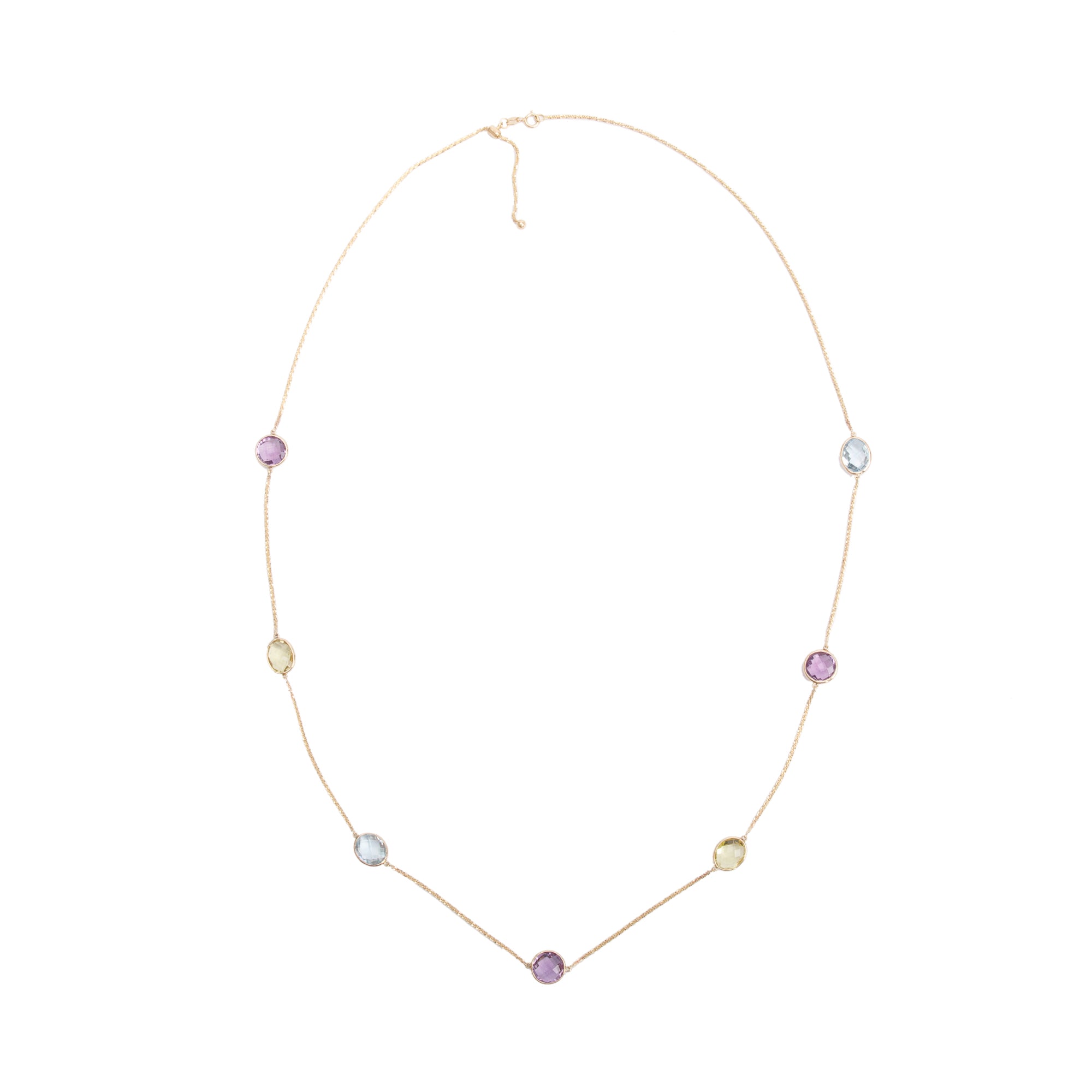 14k Yellow Gold Multicolored Stone Necklace