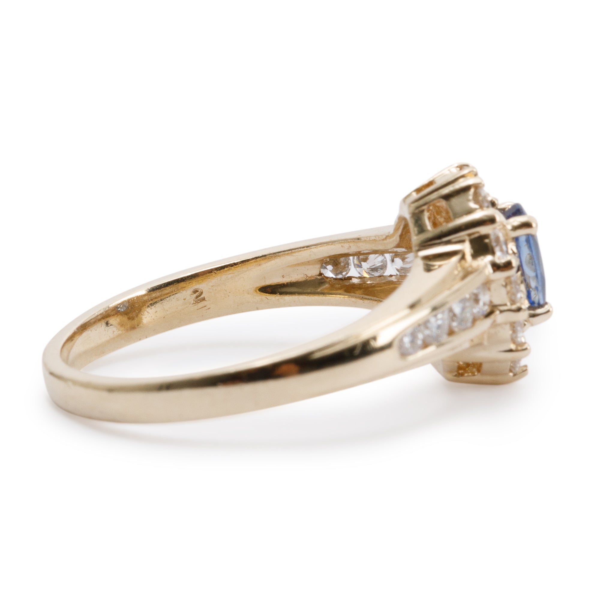 14k Yellow Gold Sapphire & Diamond Cocktail Ring