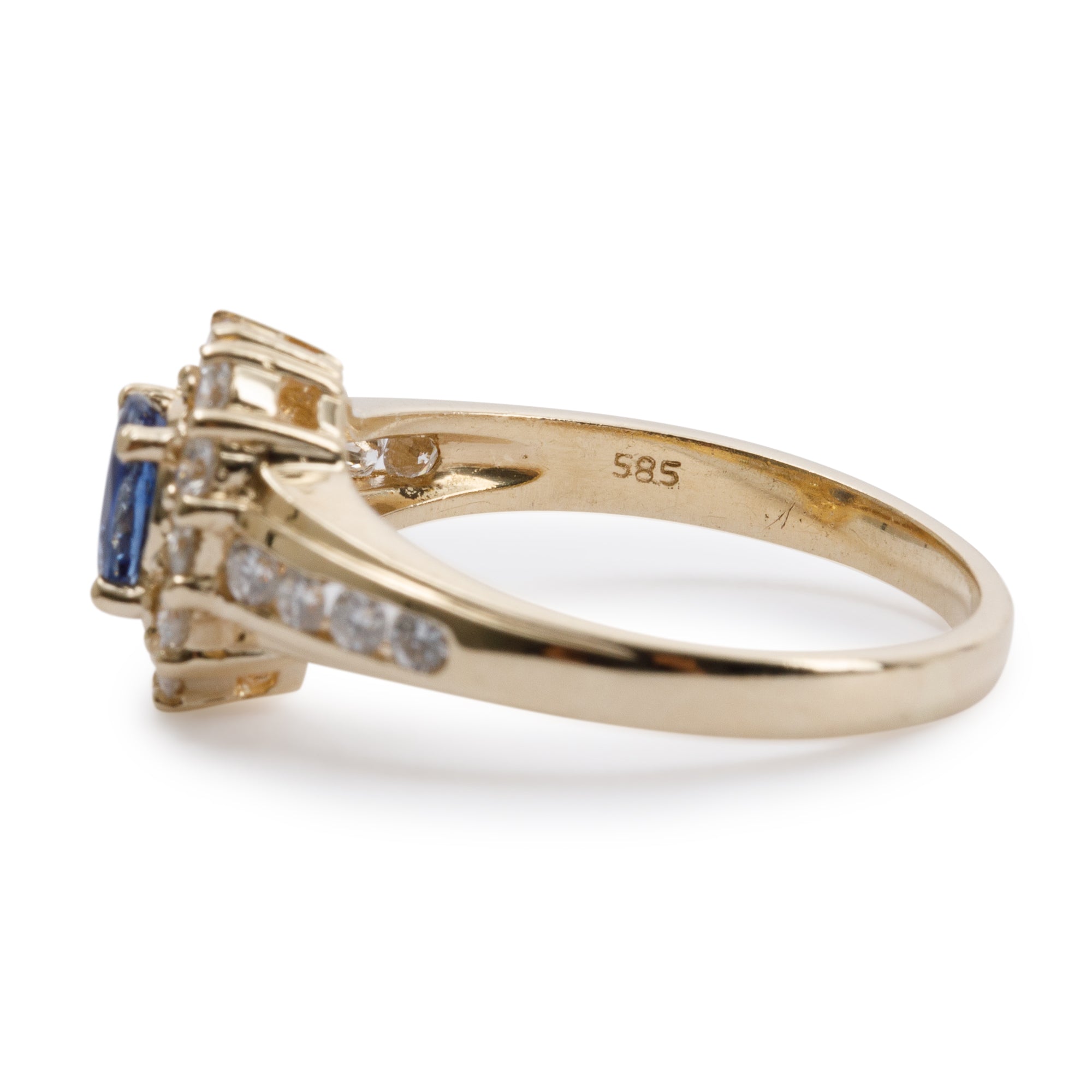 14k Yellow Gold Sapphire & Diamond Cocktail Ring