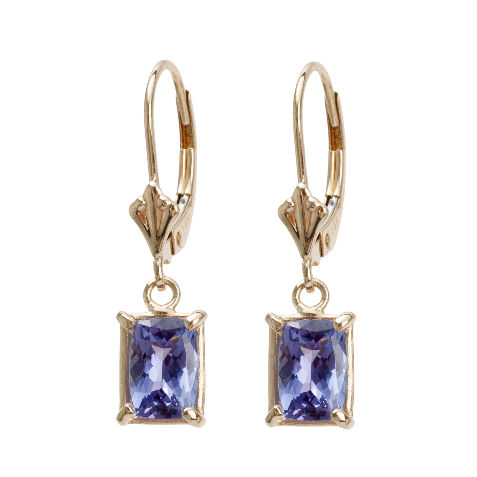 14k Yellow Gold Tanzanite Drop Earrings