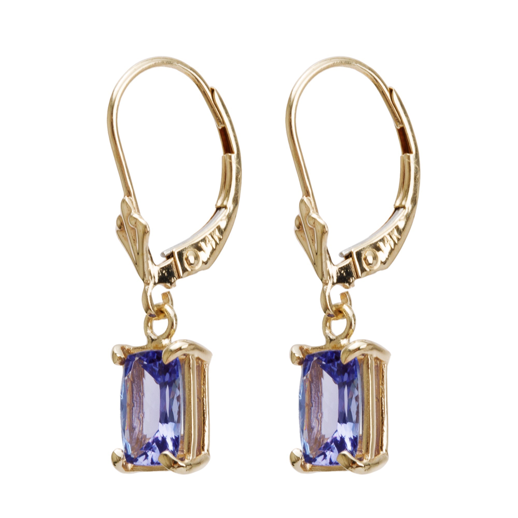 14k Yellow Gold Tanzanite Drop Earrings