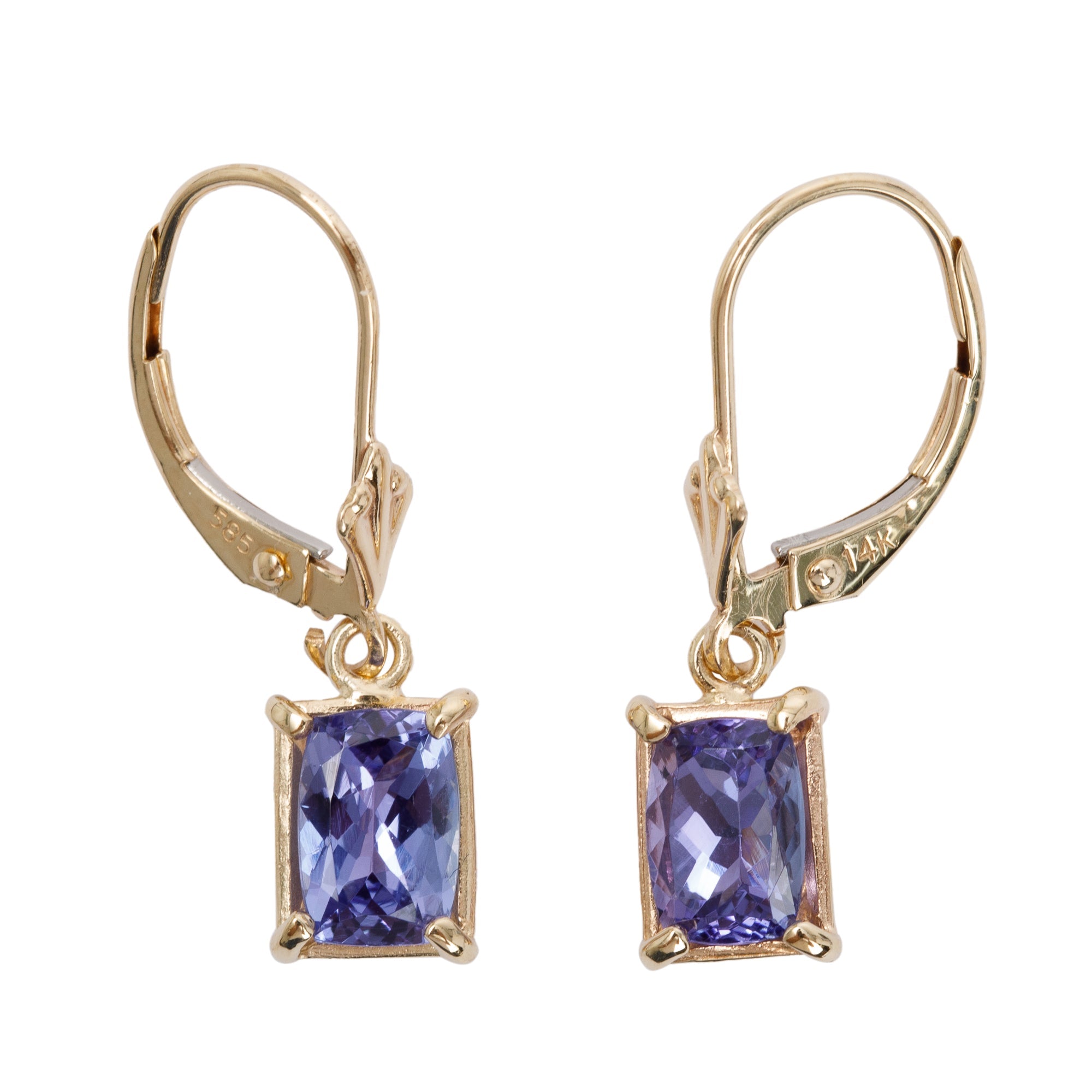14k Yellow Gold Tanzanite Drop Earrings