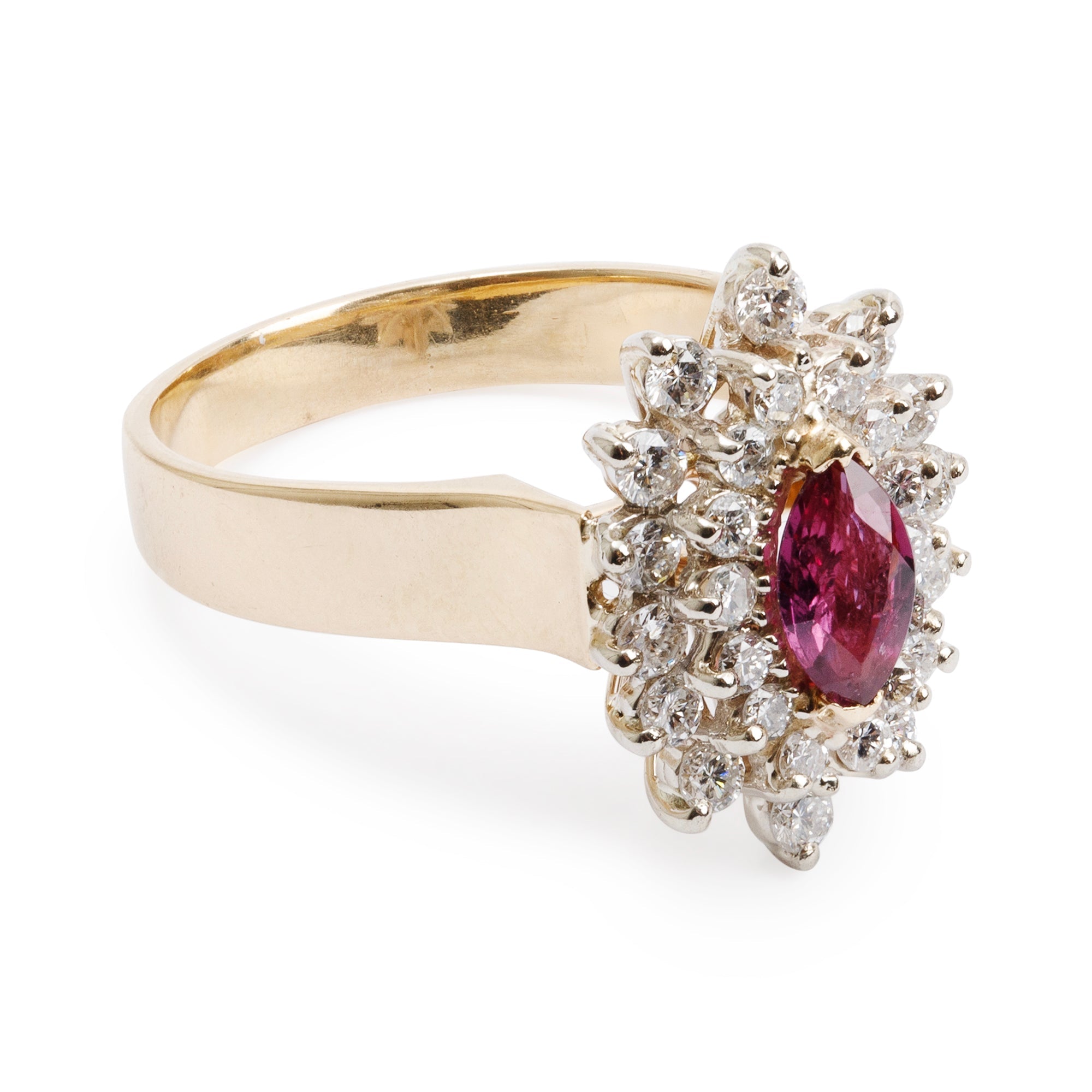 14k Yellow & White Gold Ruby and Diamond Cocktail Ring