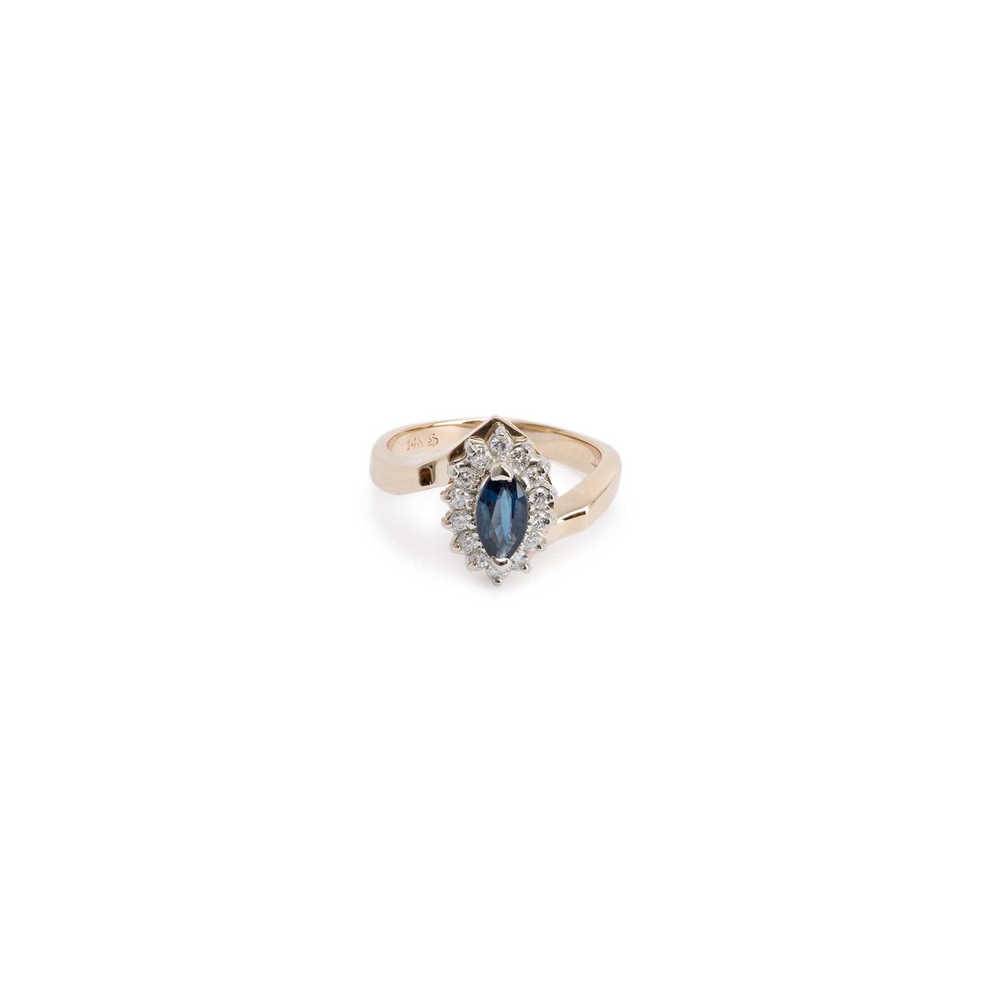 14k Yellow and White Gold Sapphire & Diamond Cocktail Ring