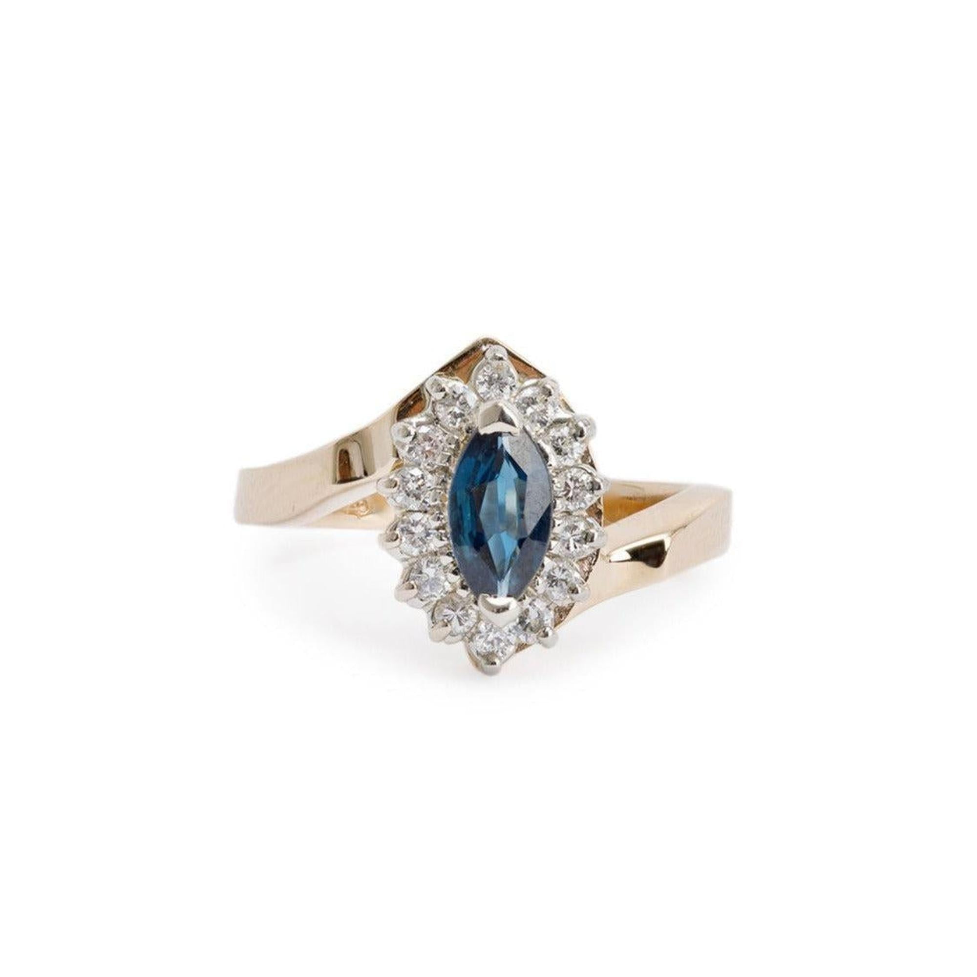 14k Yellow and White Gold Sapphire & Diamond Cocktail Ring