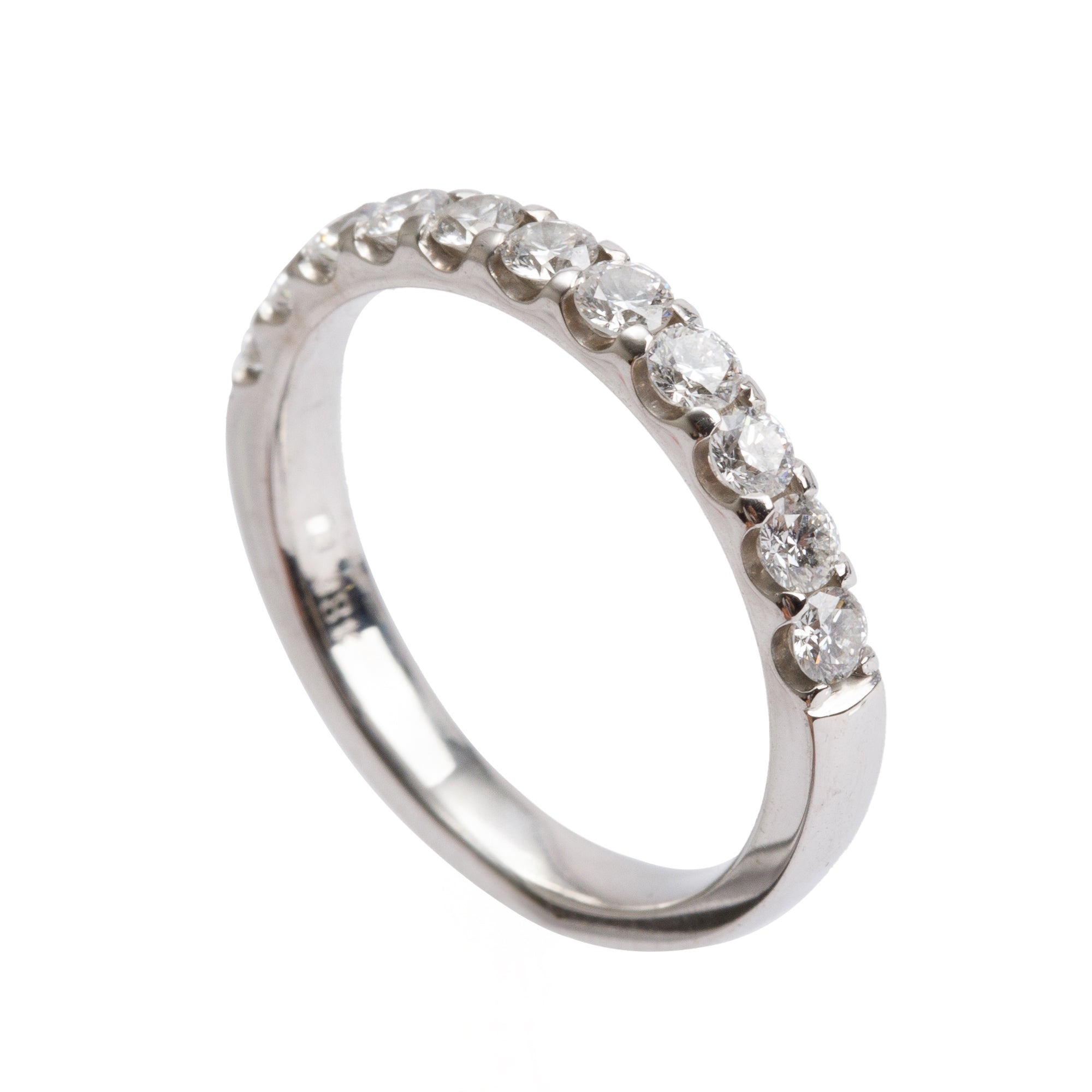 18k White Gold 0.50 tcw. Diamond Half-Eternity Band Ring, Size 5
