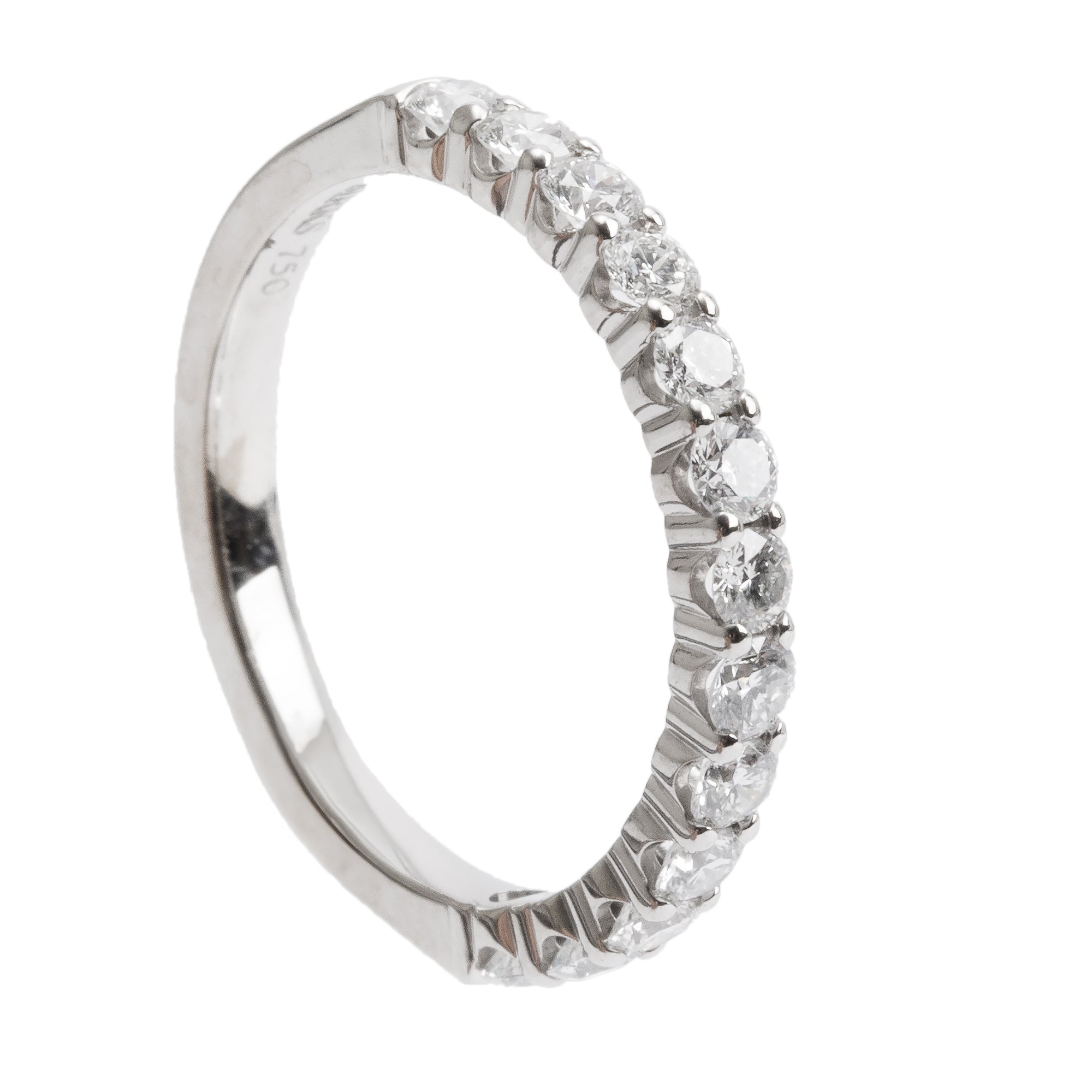 18k White Gold 0.65 tcw. Diamond Half-Eternity Band Ring, Size 5.75