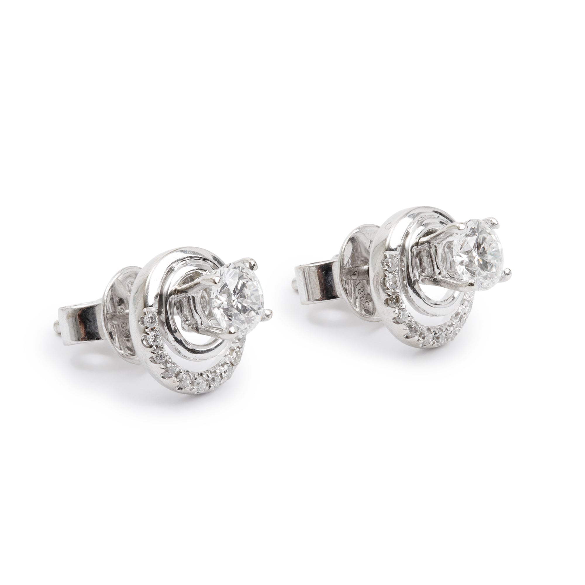 18k White Gold 0.76 tcw. Diamond Cluster Stud Earrings