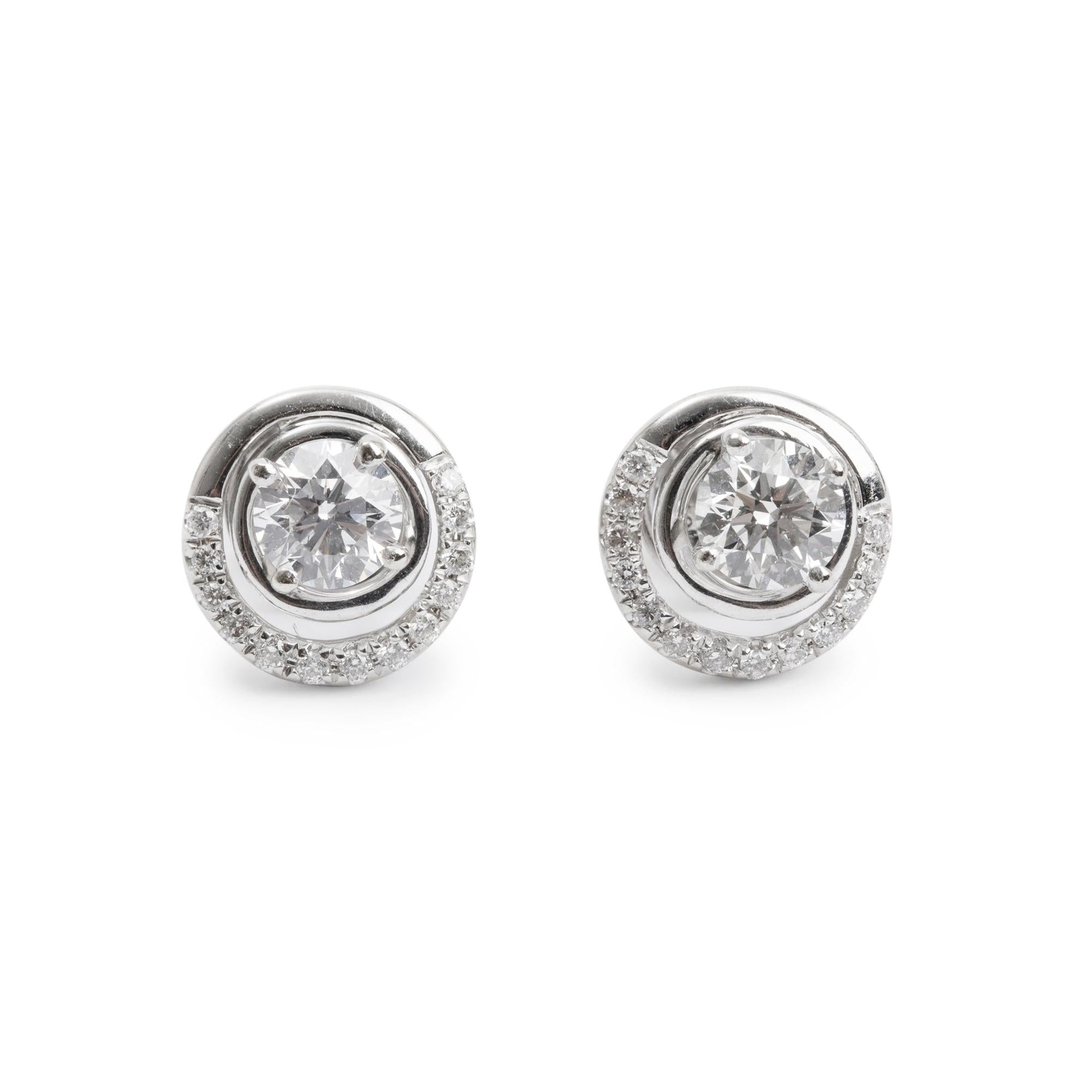 18k White Gold 0.76 tcw. Diamond Cluster Stud Earrings