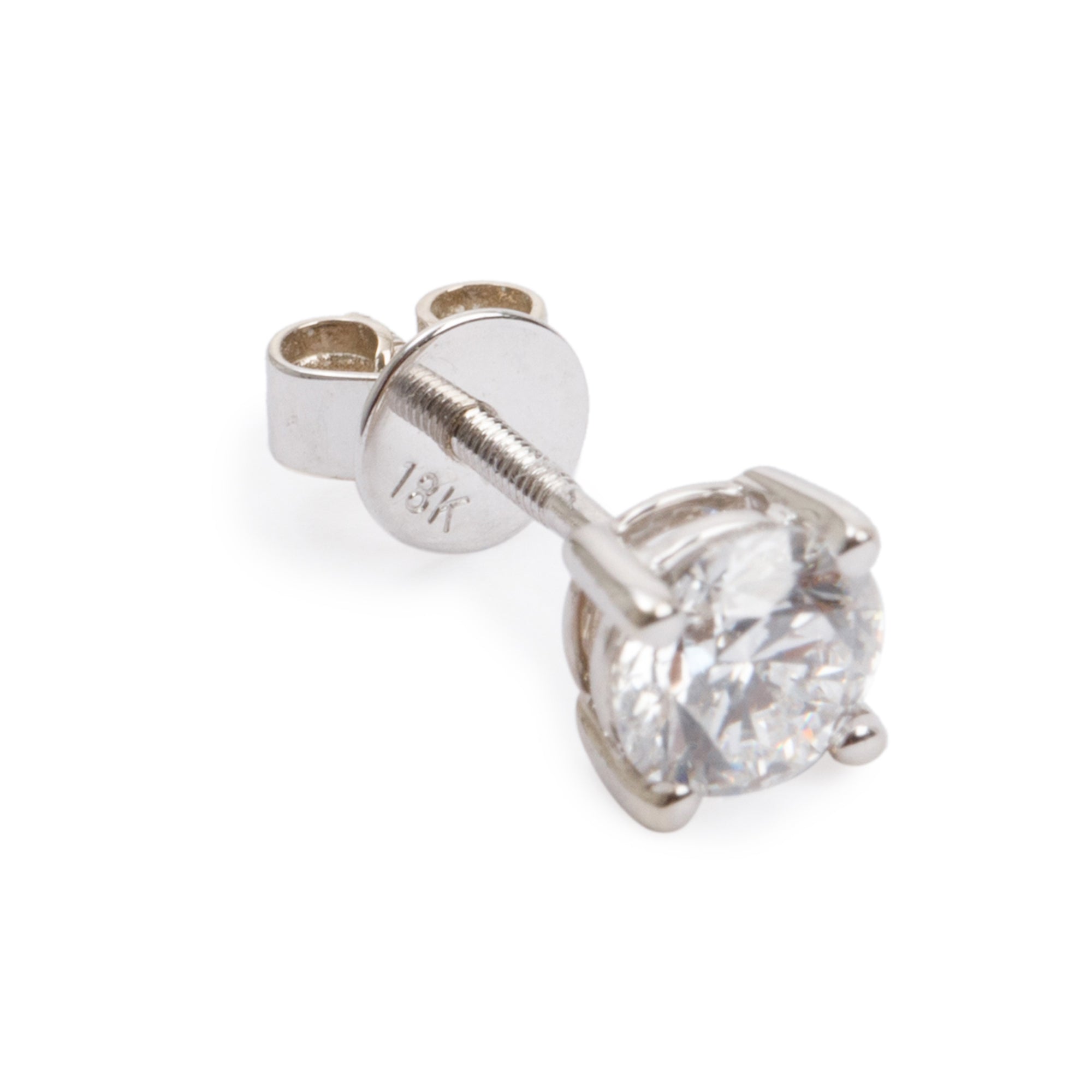18k White Gold 1.00 tcw Diamond Stud Earrings w/ GIA Certificates