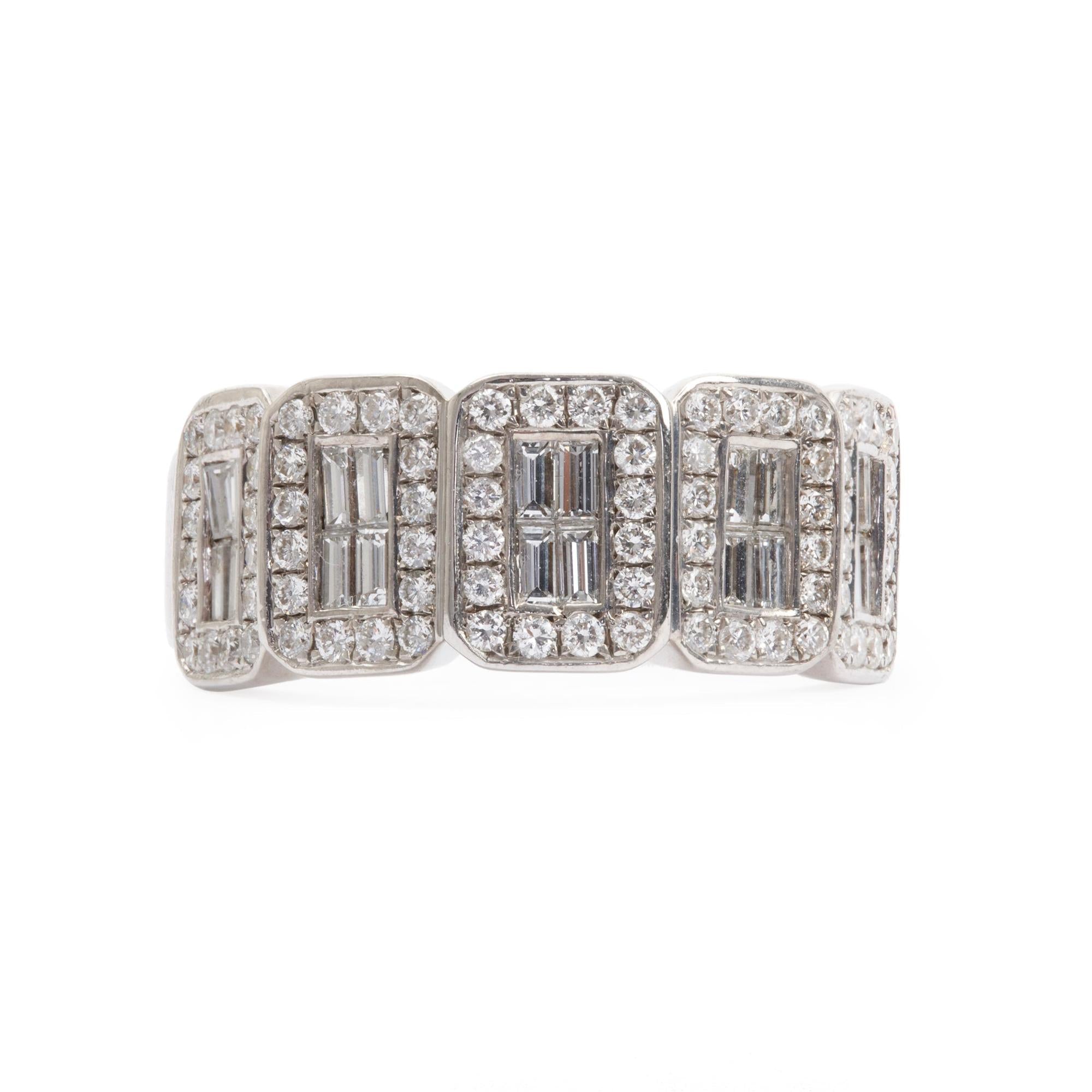 18k White Gold 1.03 tcw. Diamond Cocktail Ring, Size 5.75