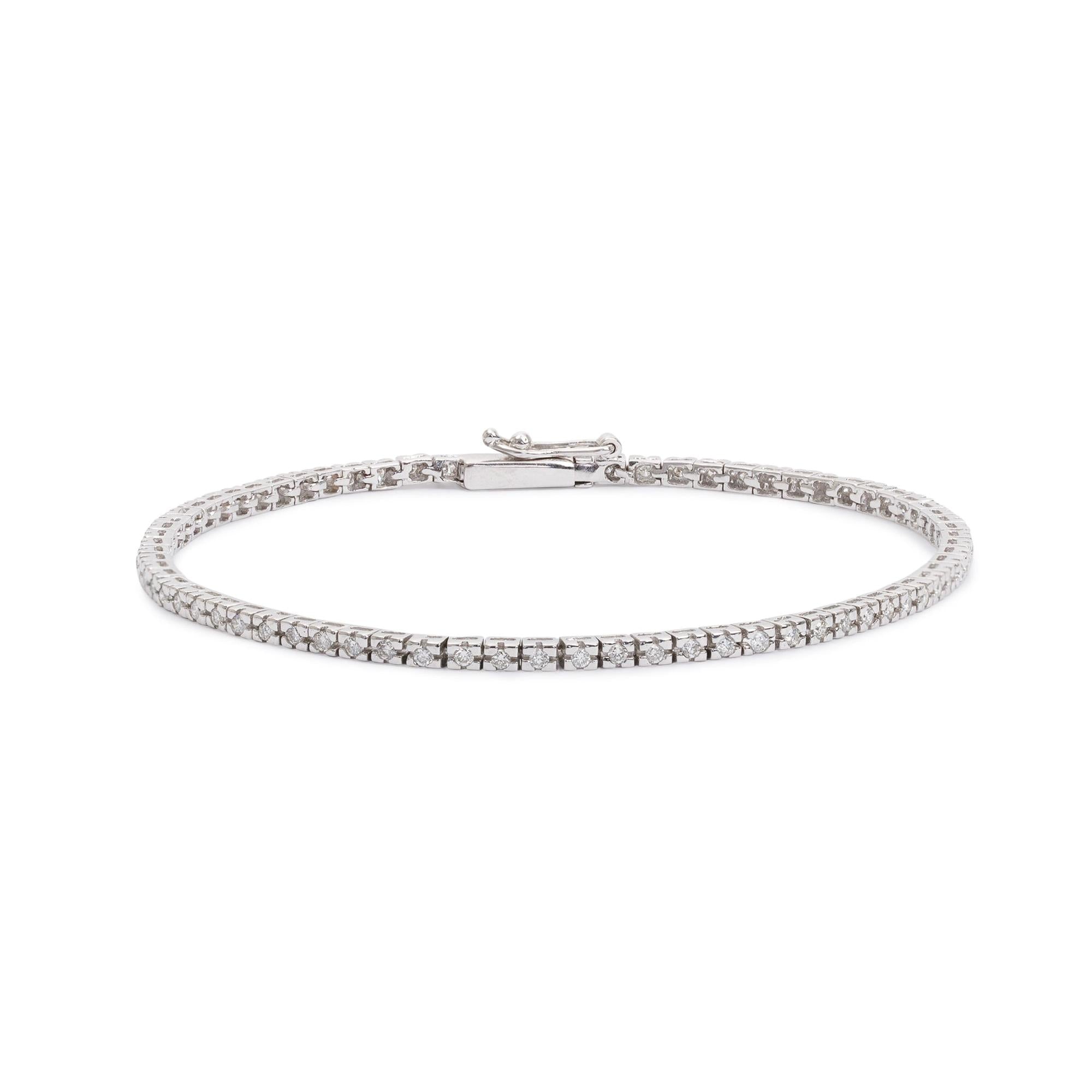 18k White Gold 1.09 tcw. Diamond Tennis Bracelet
